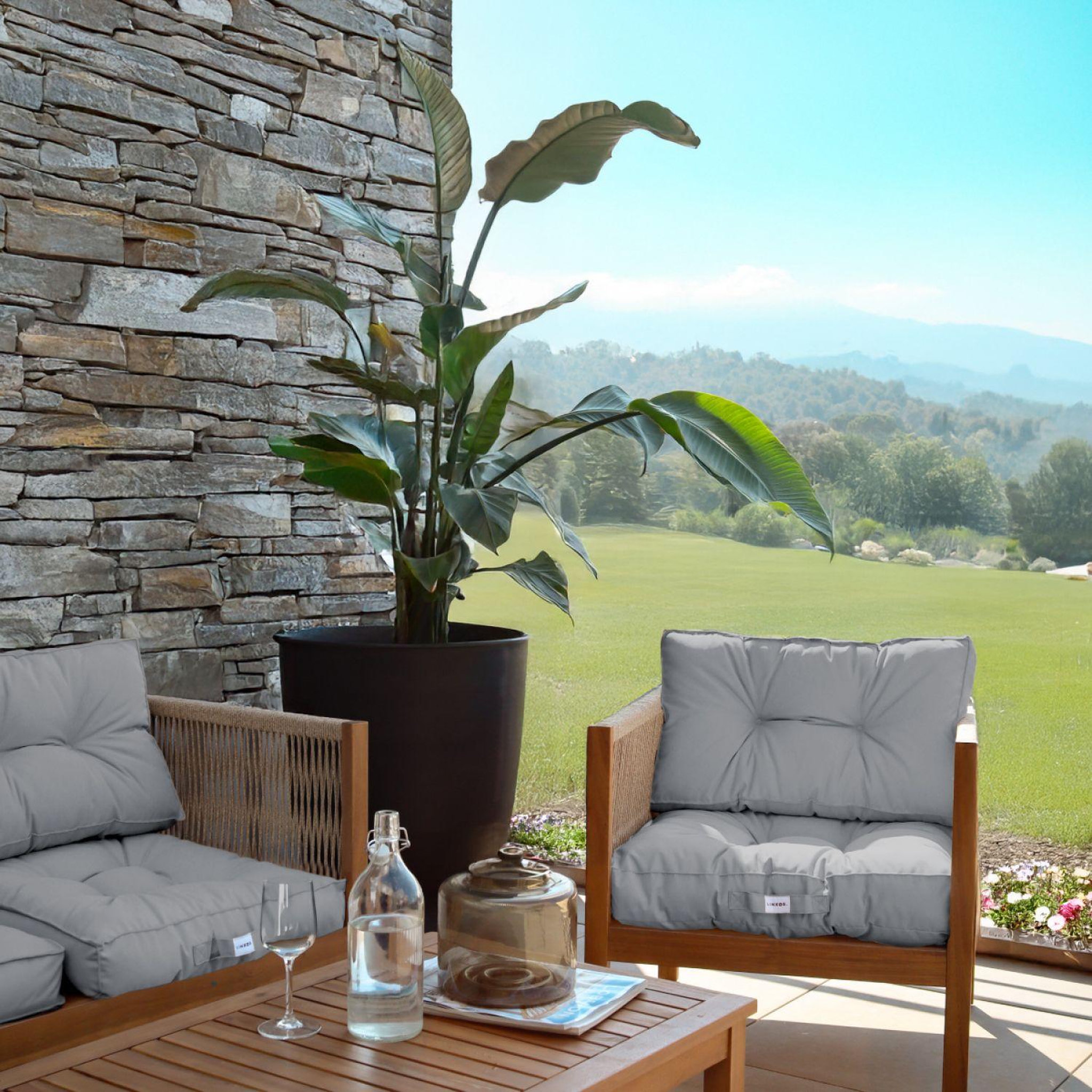 Voir la diapositive 4 : LINXOR Kit de coussins pour salon de jardin capitonnés - 50 x 50 cm
