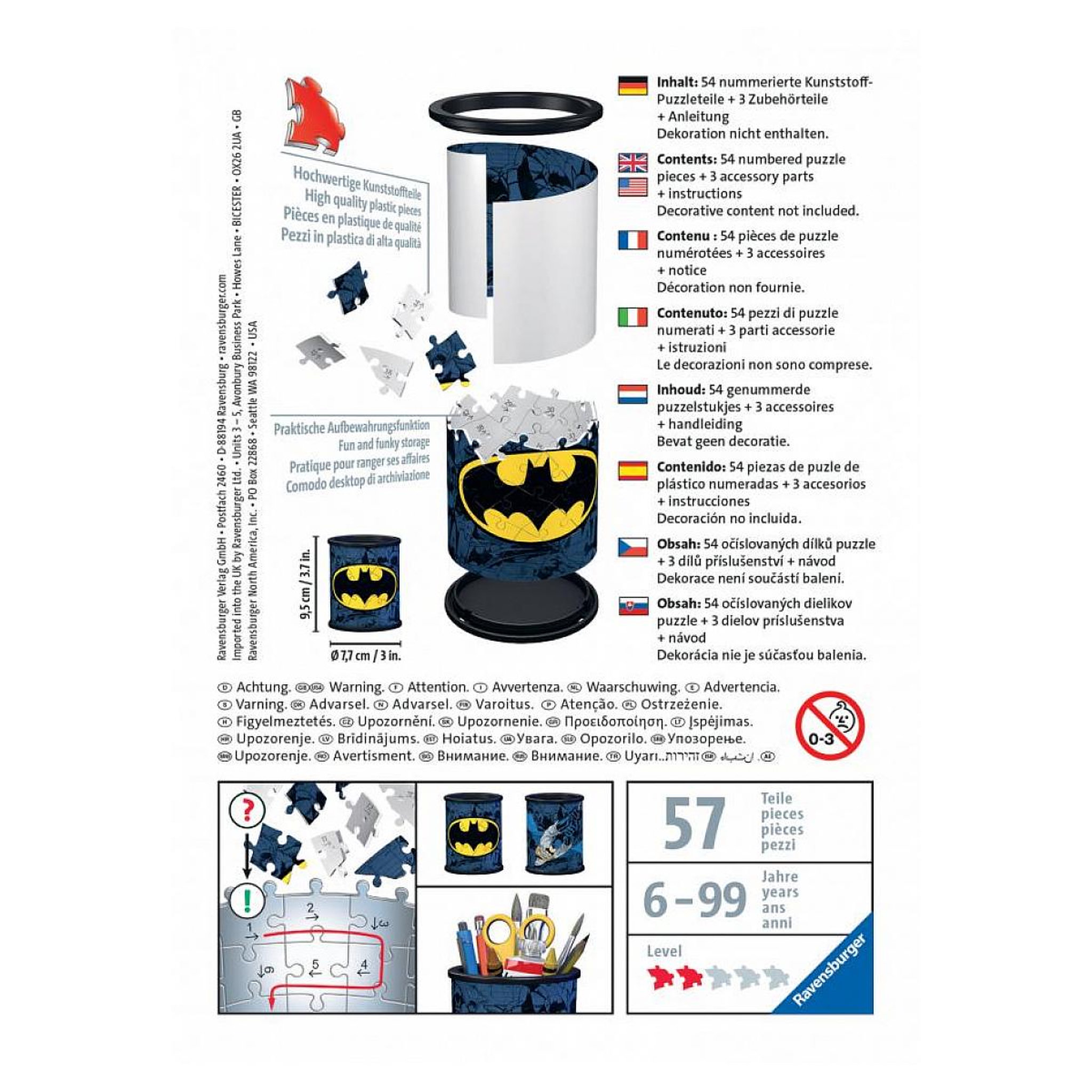 Voir la diapositive 2 : RAVENSBURGER Puzzle 3d pot à crayons - batman