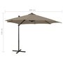 Voir la diapositive 6 : VIDAXL Parasol de jardin en porte-a-faux et mat et lumieres LED taupe