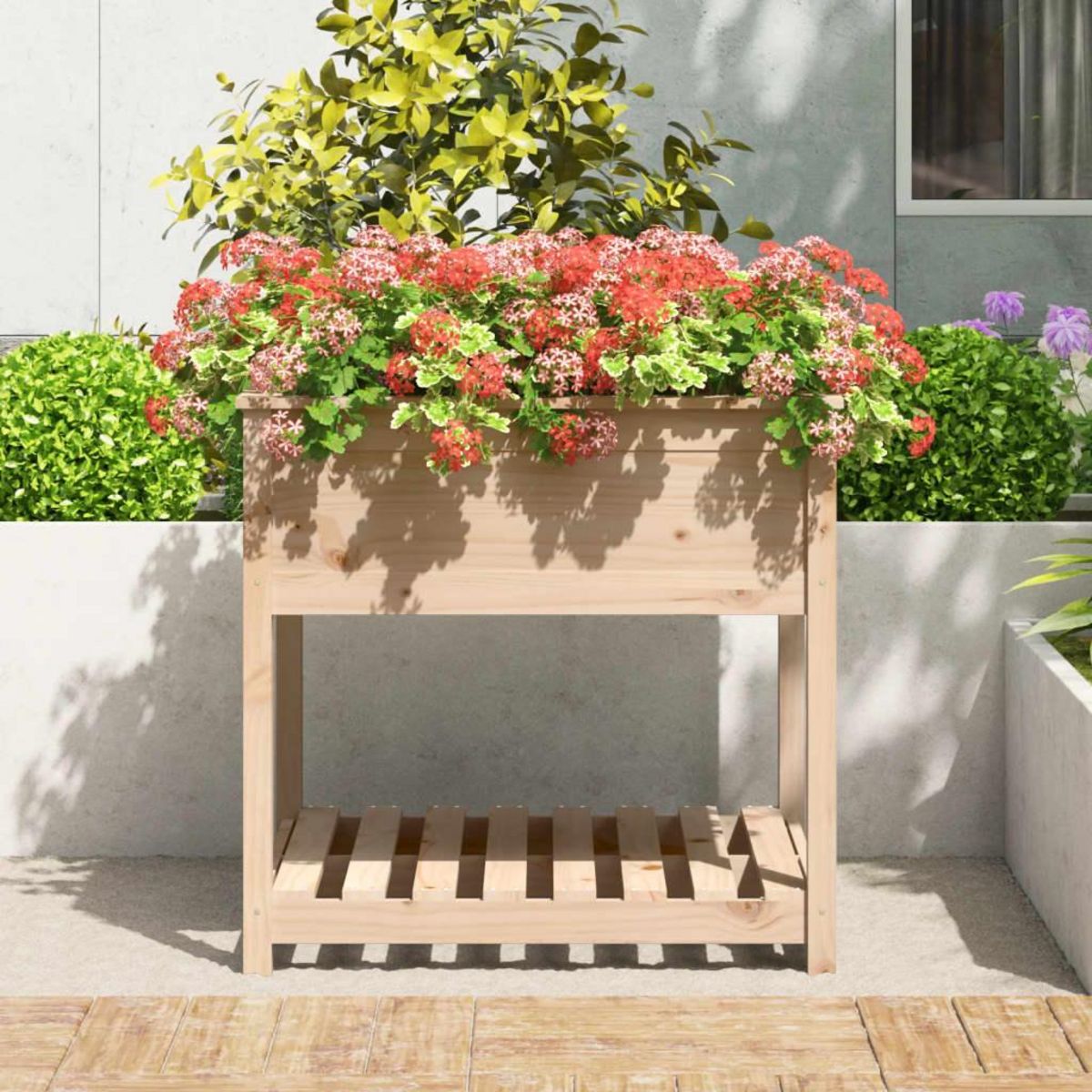 VIDAXL Jardiniere avec etagere 82,5x82,5x81 cm Bois massif de pin