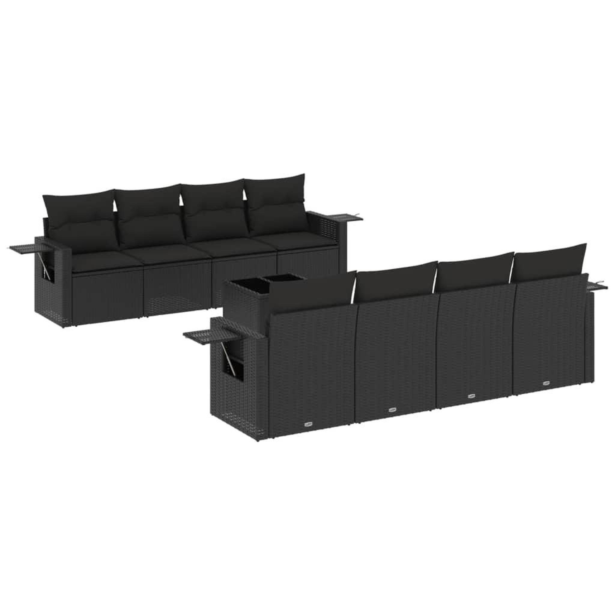Voir la diapositive 2 : VIDAXL Salon de jardin 9 pcs avec coussins noir resine tressee