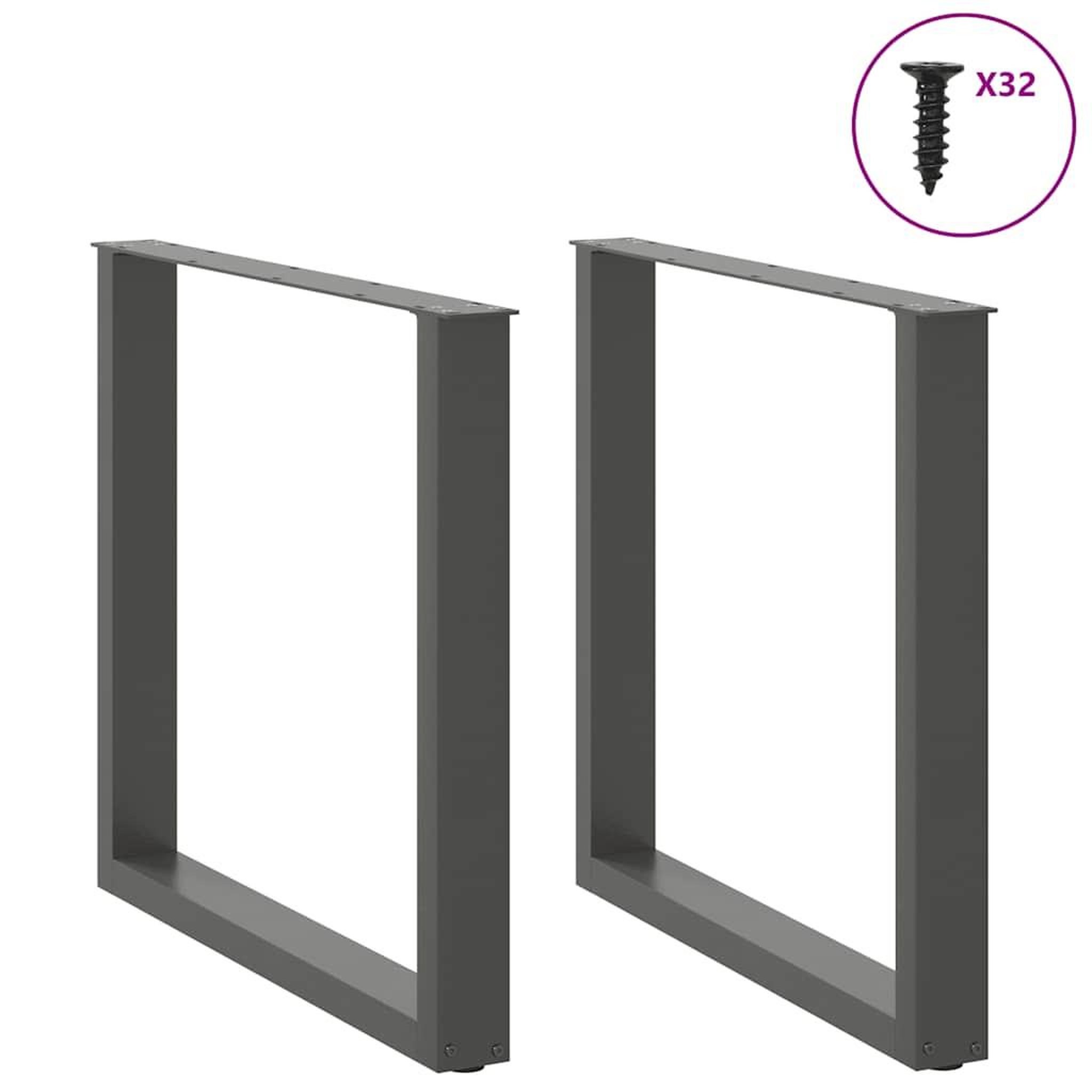 Voir la diapositive 3 : VIDAXL Pieds de table a manger forme de U 2 pcs 90x(72-73) cm acier