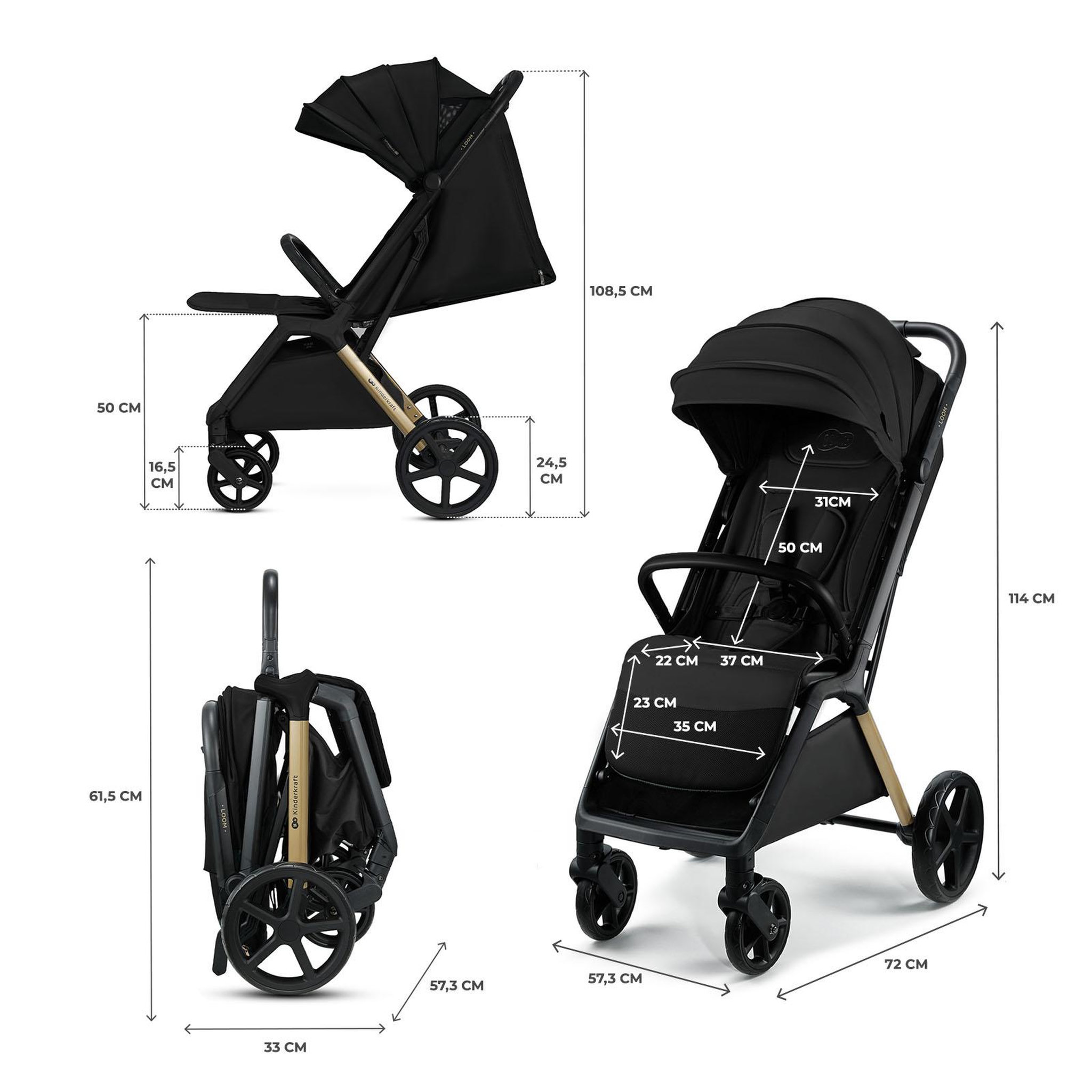 Voir la diapositive 6 : KINDERKRAFT Poussette loom pratique et confortable