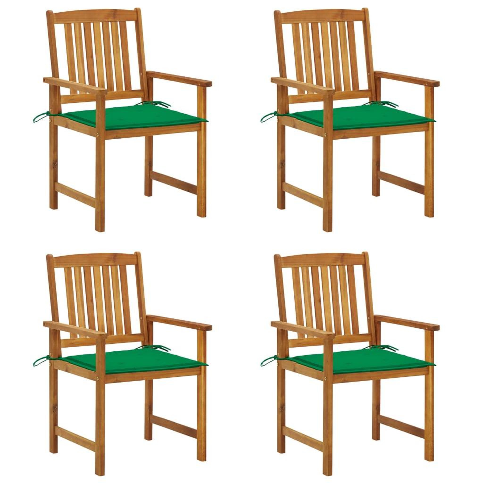 Voir la diapositive 1 : VIDAXL Chaises de jardin avec coussins lot de 4 Bois d'acacia massif