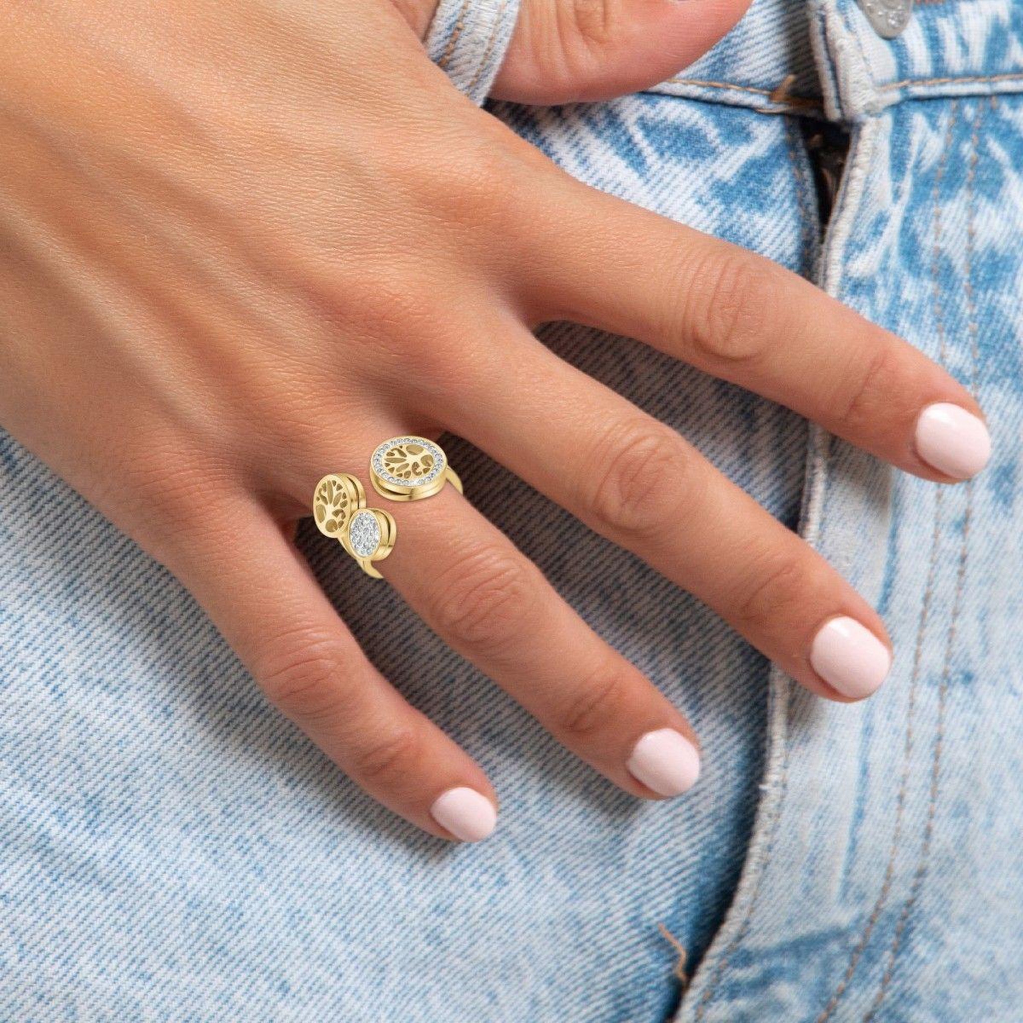 Voir la diapositive 2 : SC CRYSTAL Bague arbre de vie  taille 54 SC Crystal ornée de Cristaux scintillants