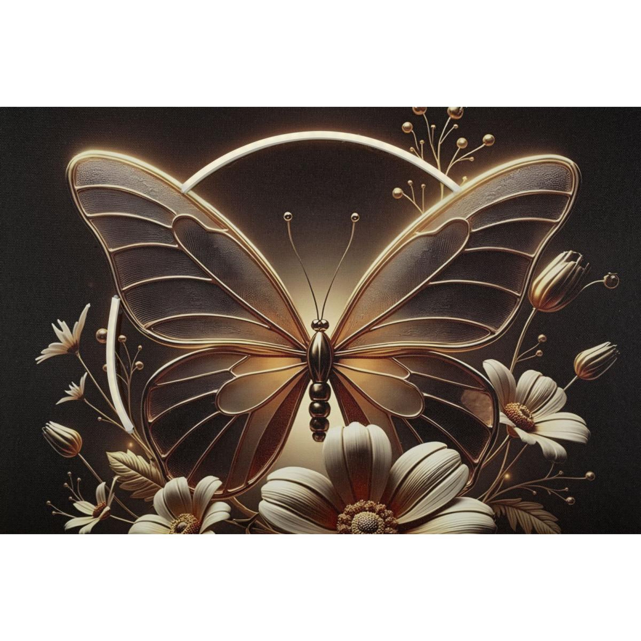 Voir la diapositive 4 : Paris Prix Tableau Imprimé à LED  Butterfly  50x50cm Multicolore