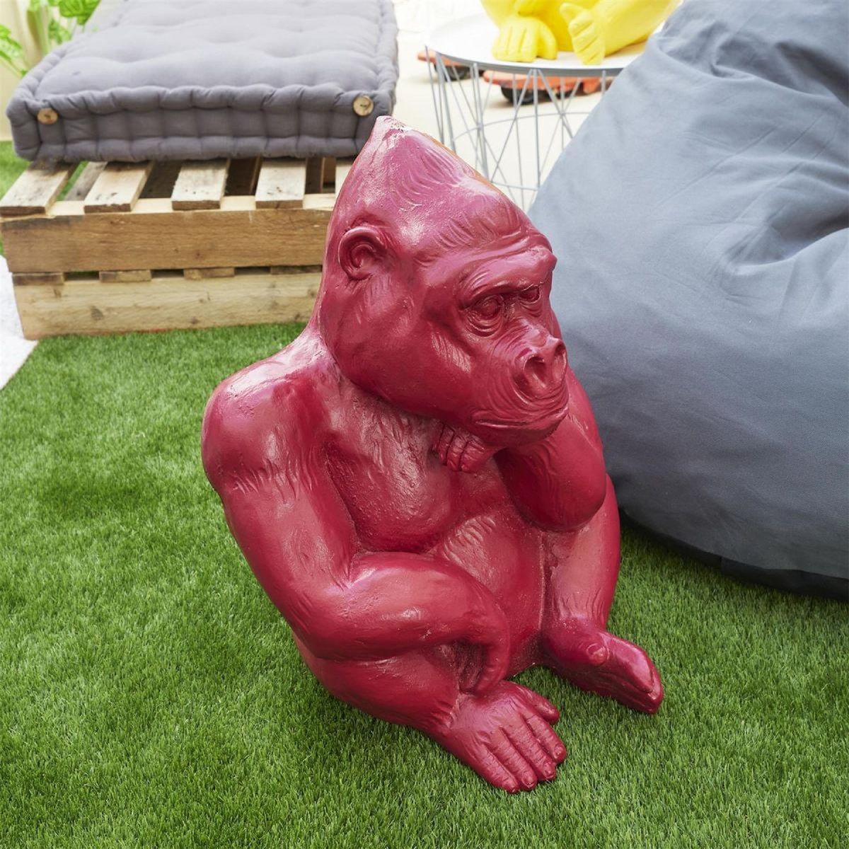 Paris Prix Statuette Déco en Magnésie  Gorille II  54cm Rouge