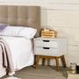 Voir la diapositive 5 : VS VENTA-STOCK Table de chevet Baku 2 tiroirs blanc, bois de pin massif