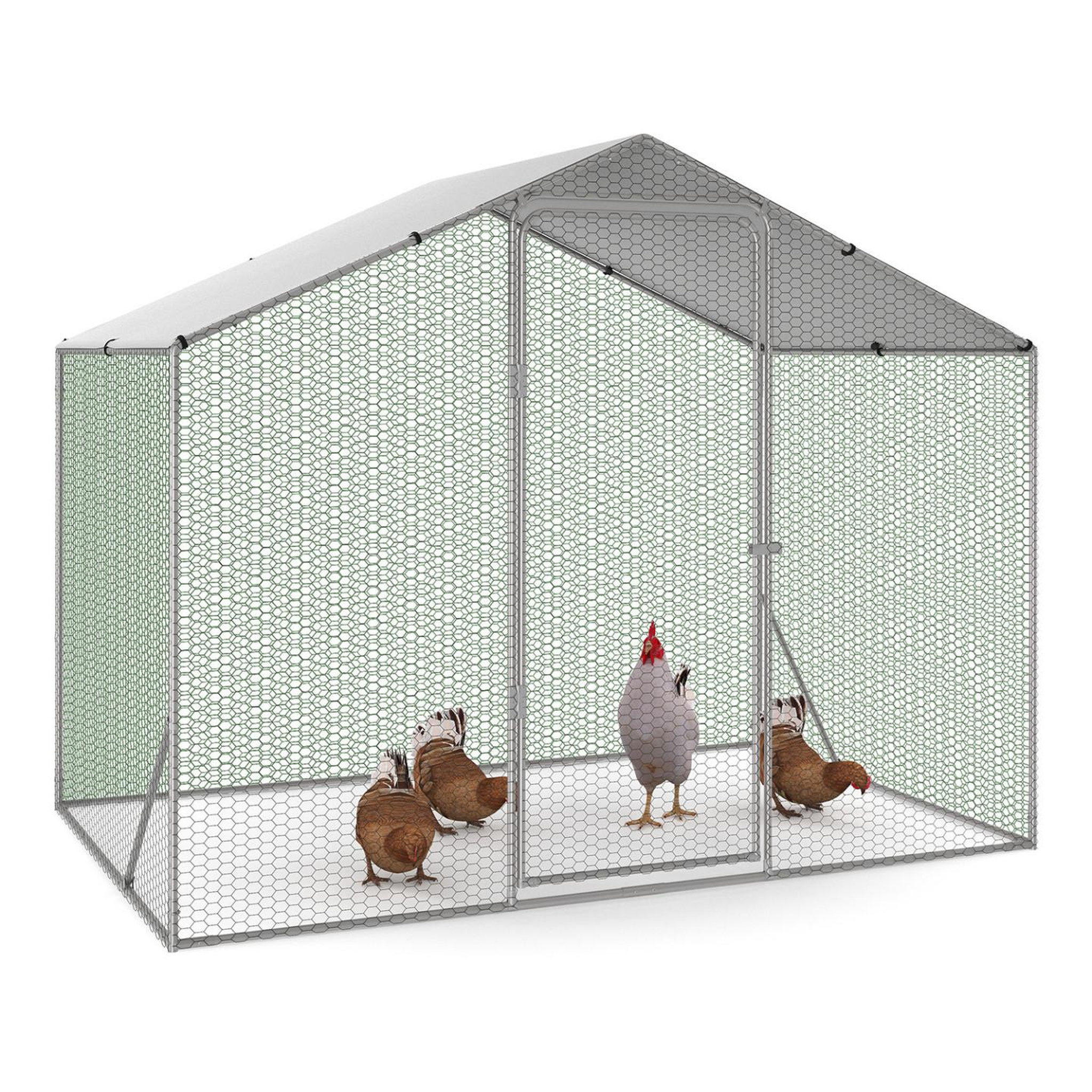 ID MARKET Enclos poulailler 3 m² parc grillagé 2,20x1,4 m acier galvanisé