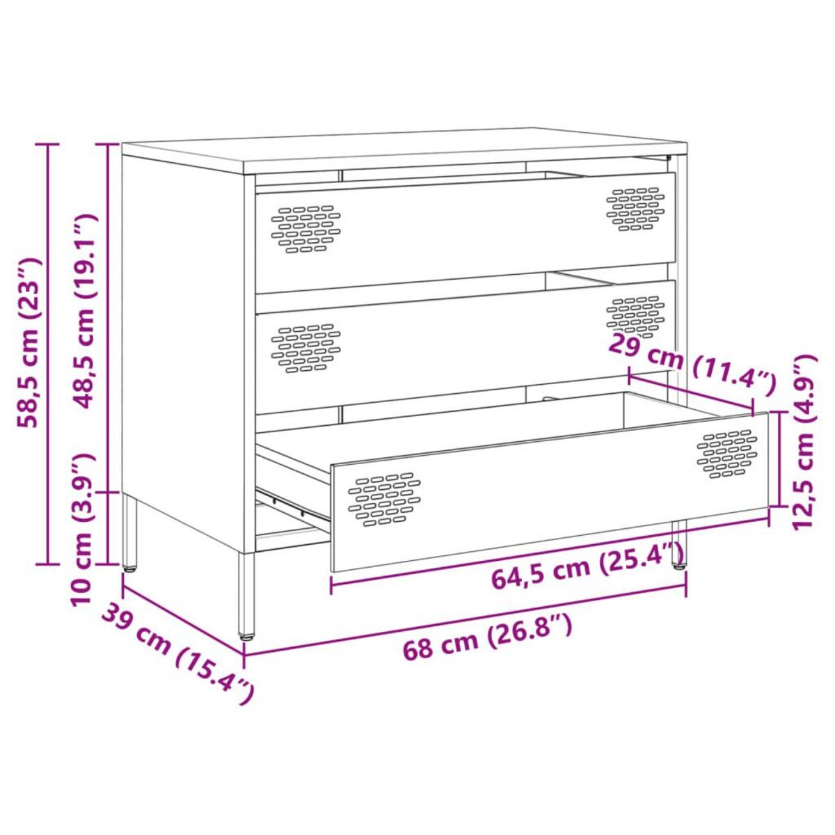 VIDAXL Buffet jaune moutarde 68x39x58,5 cm acier lamine a froid
