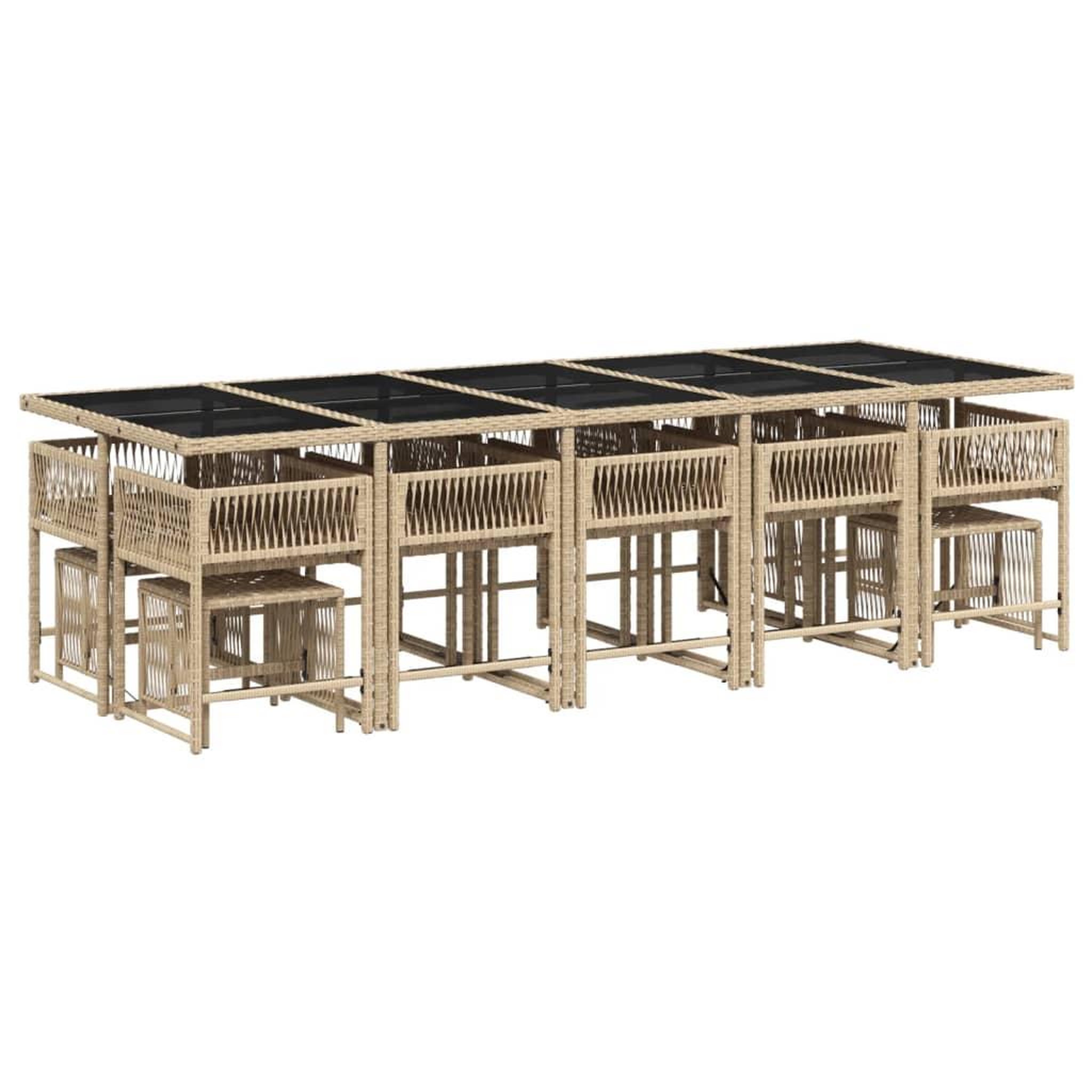 Voir la diapositive 3 : VIDAXL Ensemble a manger de jardin et coussins 15 pcs beige