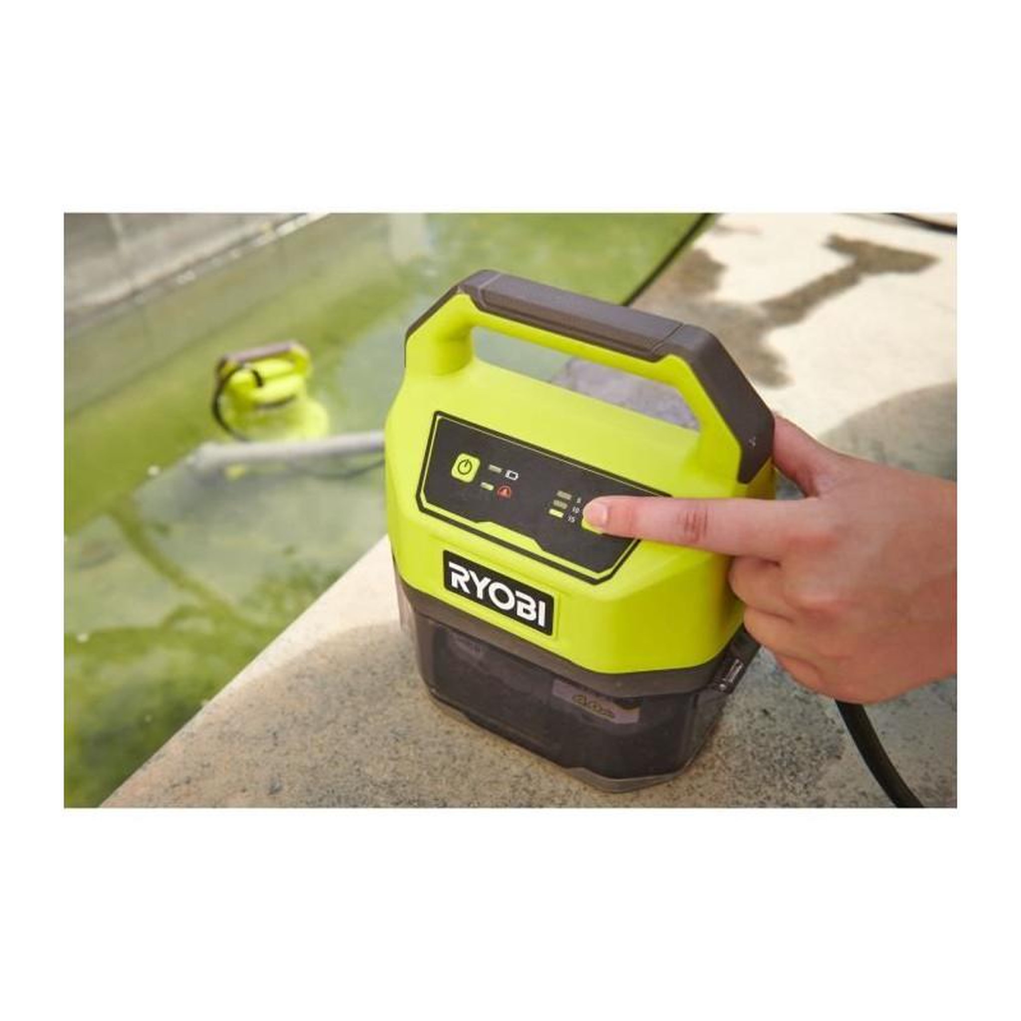 Voir la diapositive 2 : Ryobi Pompe d'évacuation - RYOBI - 18 V - 4 200 l/h - 5m - Hauteur maxi d'évacuation 8 m