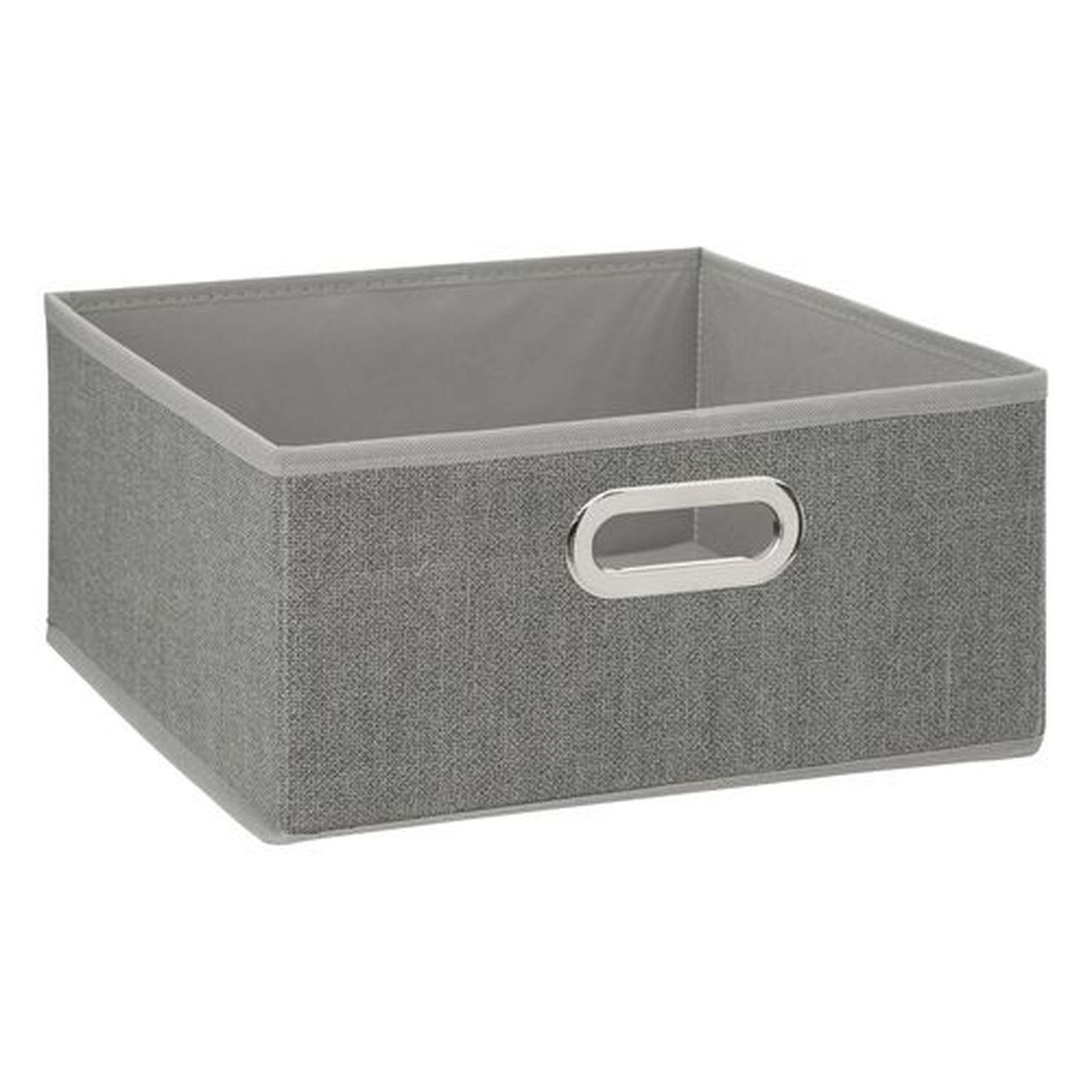 Voir la diapositive 3 : TOILINUX Lot de 2 Boites de rangement en tissu l.31 x h. 15 cm - Gris clair chiné