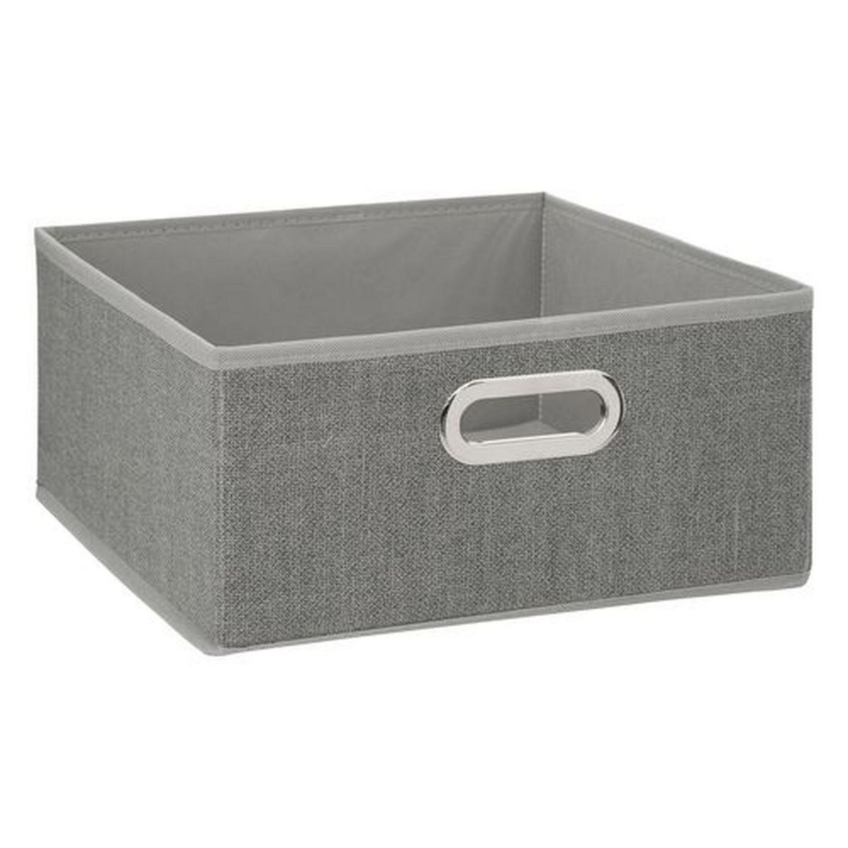 TOILINUX Lot de 2 Boites de rangement en tissu l.31 x h. 15 cm - Gris clair chiné