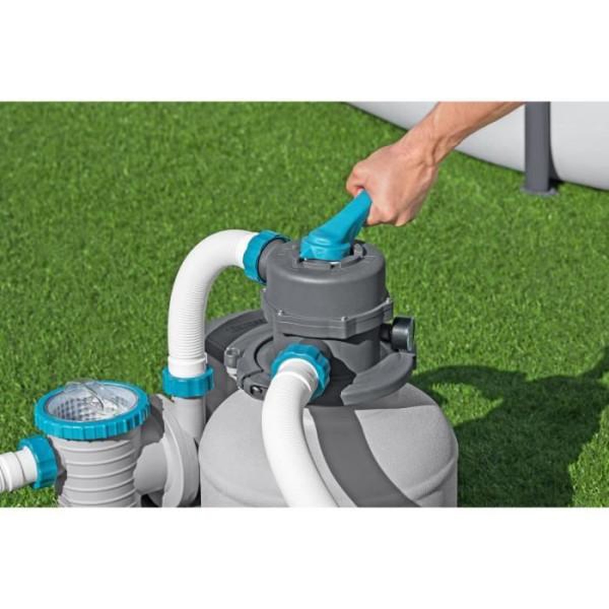 Voir la diapositive 6 : BESTWAY Filtre a sable / pompe de filtration pour piscine jusqu'a 54 m3- Bestway - 8 327 L/h - Avec préfiltre