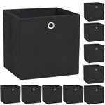 VIDAXL Boîte de rangement 10 pcs Tissu non-tisse 32x32x32 cm Noir