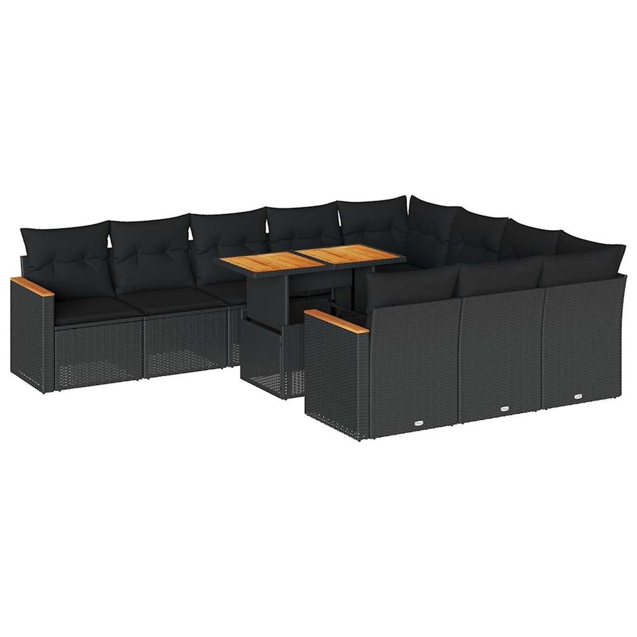 Voir la diapositive 2 : VIDAXL Ensemble de canapes de jardin 11 pcs et coussins rotin acacia