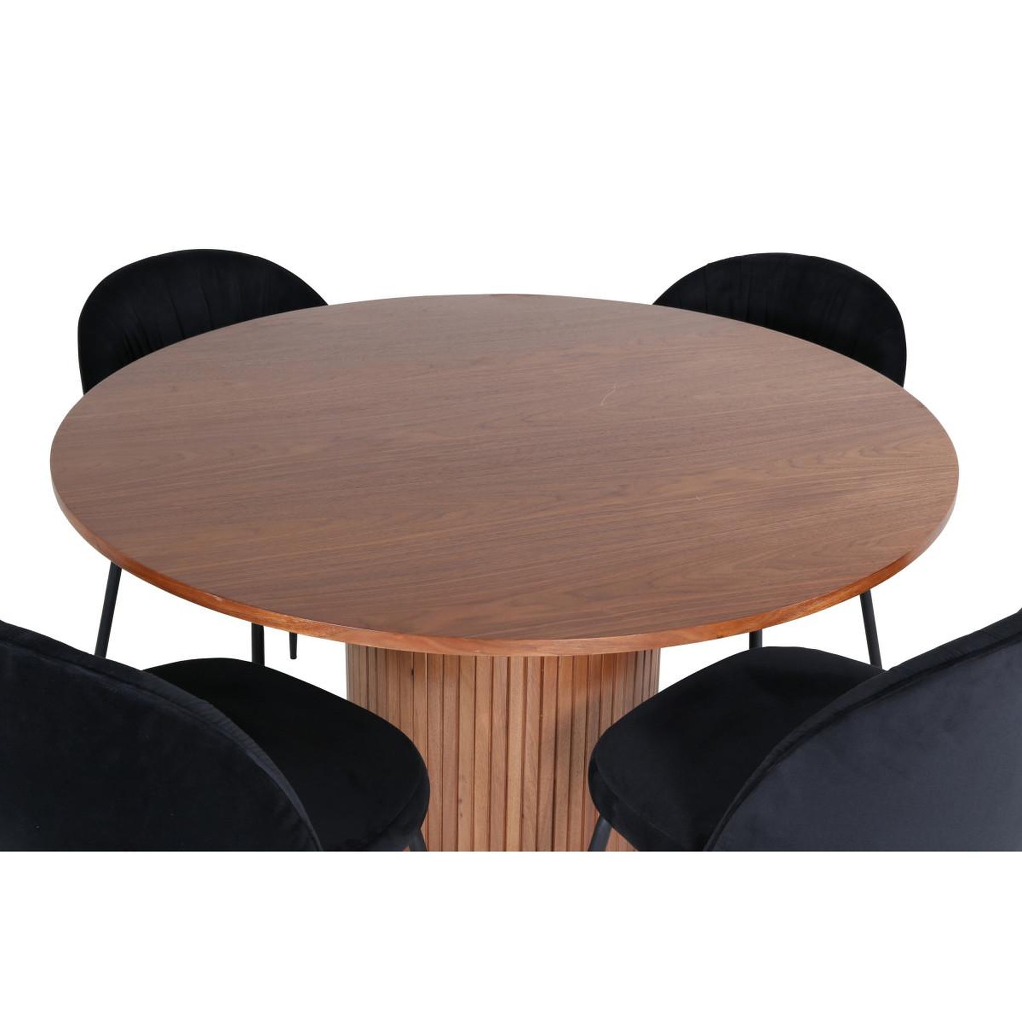 Voir la diapositive 2 : Paris Prix Ensemble table à manger & 4 chaises  bianca & wrinkles  110cm noyer & noir