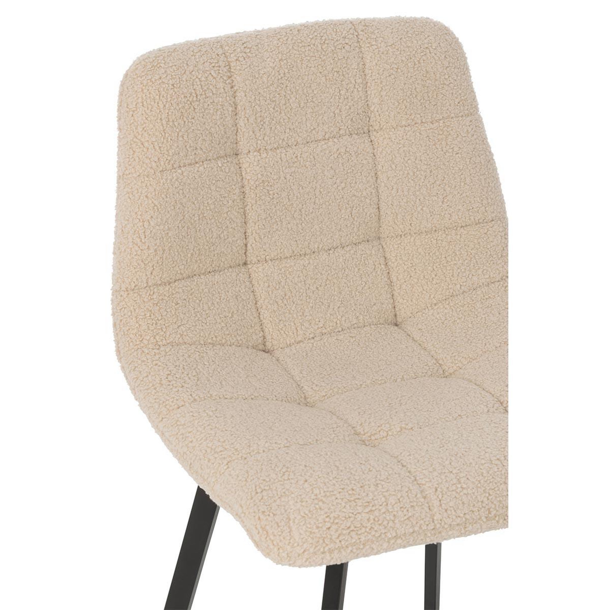 Voir la diapositive 5 : J-LINE Chaise de bar matelassée bouclette  kent  95cm blanc