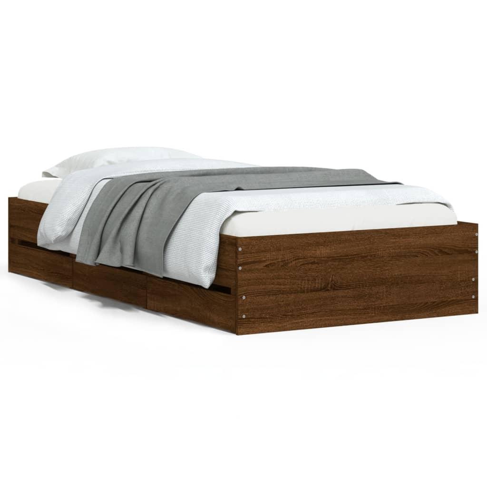 Voir la diapositive 2 : VIDAXL Cadre de lit avec tiroirs sans matelas chene marron 75x190 cm
