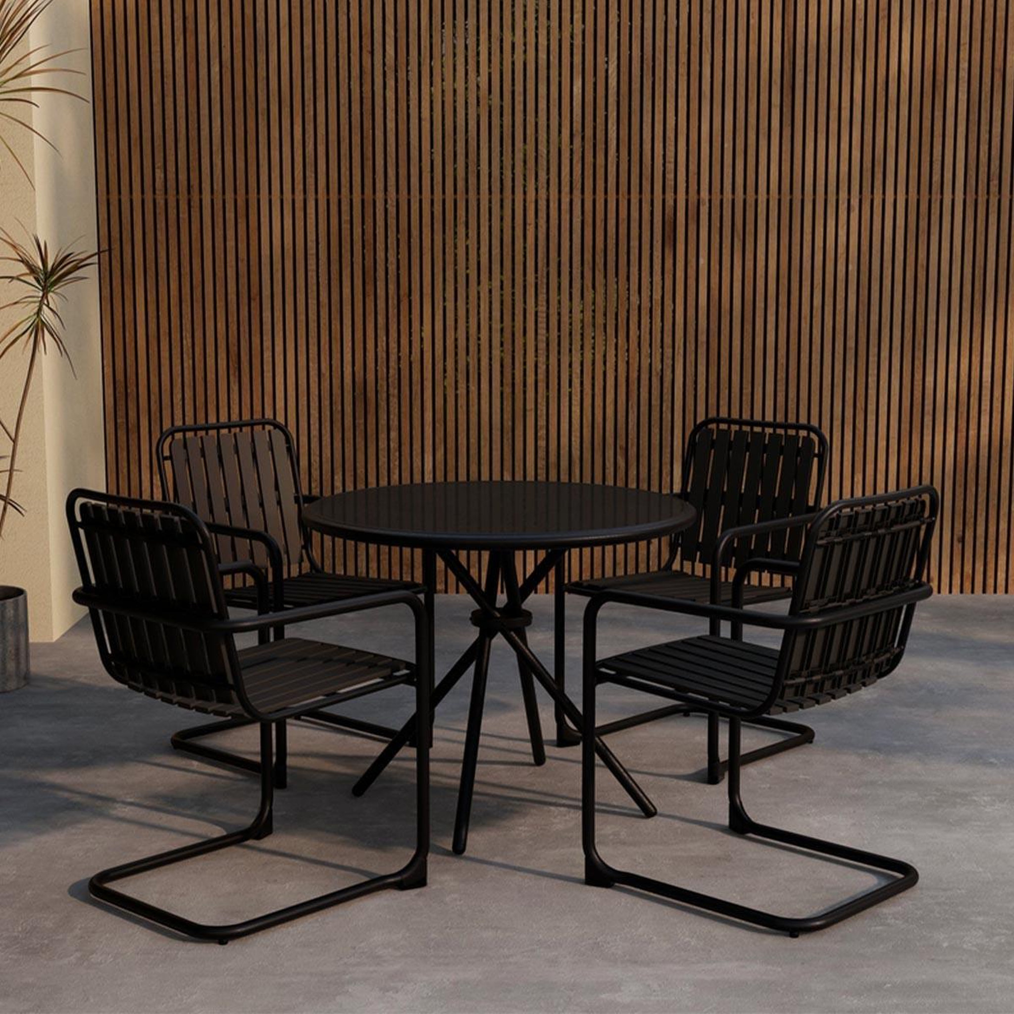 Voir la diapositive 3 : Paris Prix Ensemble table de jardin & 4 chaises  chios  90cm noir