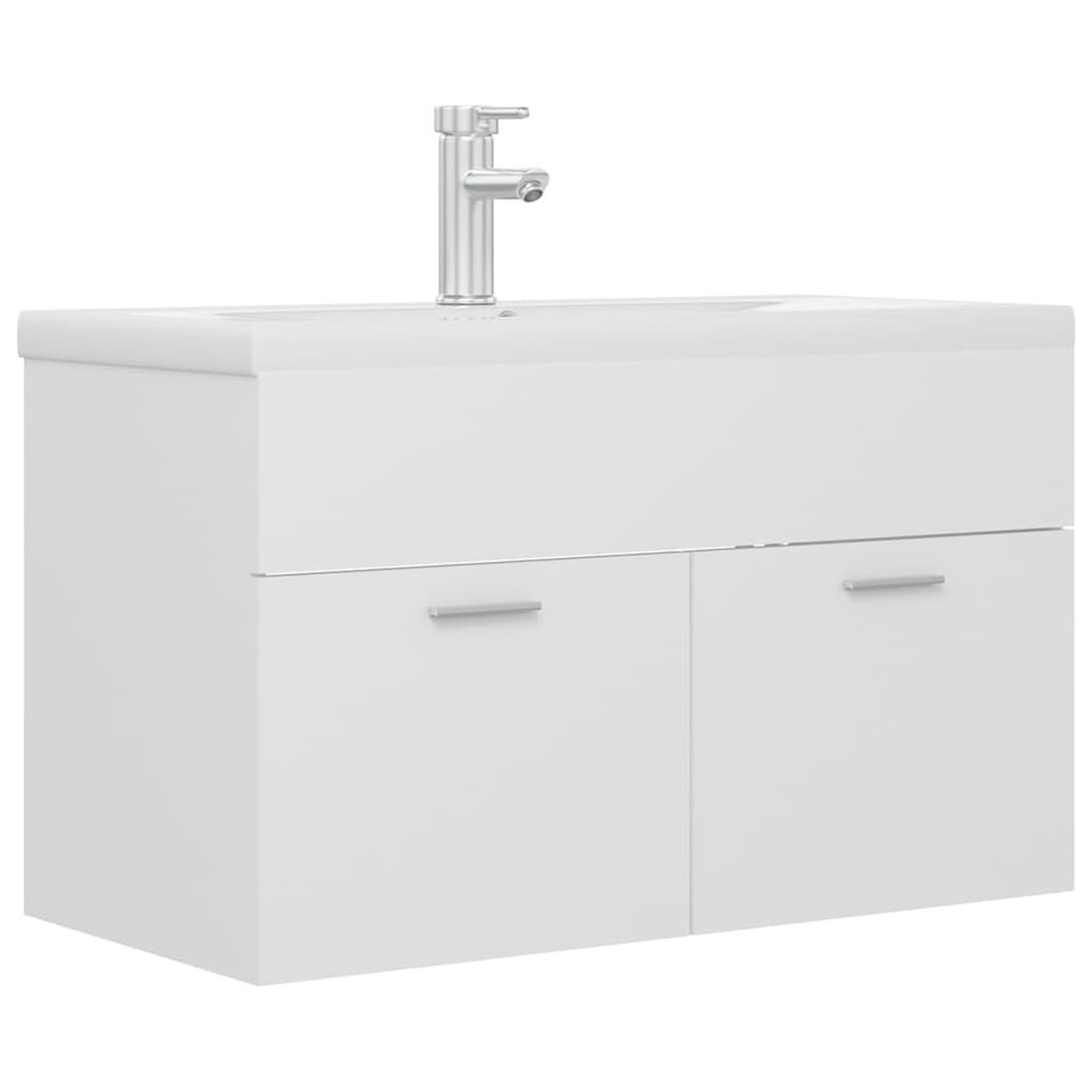 Voir la diapositive 2 : VIDAXL Armoire d'evier avec lavabo integre Blanc Agglomere