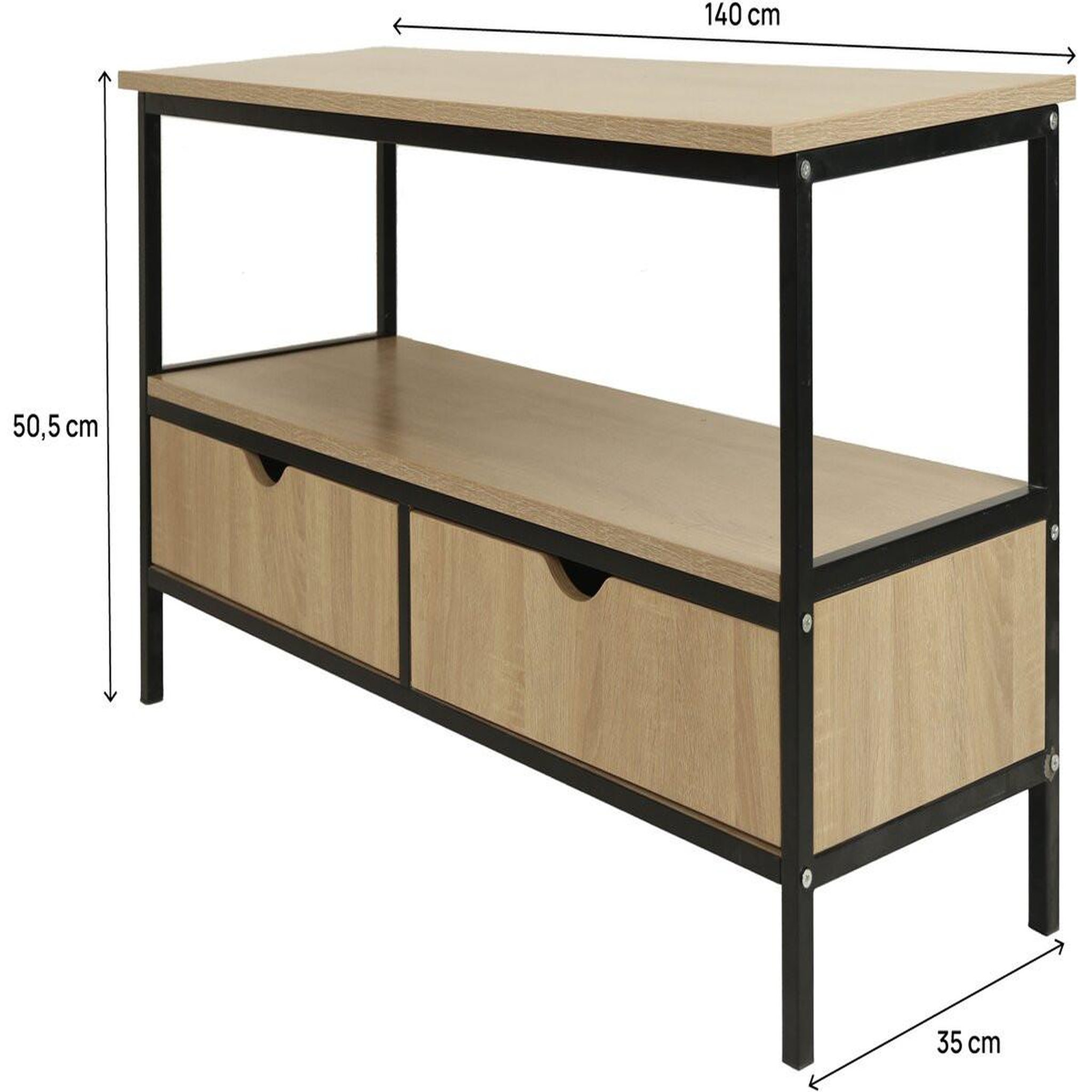 Voir la diapositive 3 : Habitat et Jardin Meuble tv avec tiroir style industriel  detroit  - 113 x 40 x 55 cm - beige