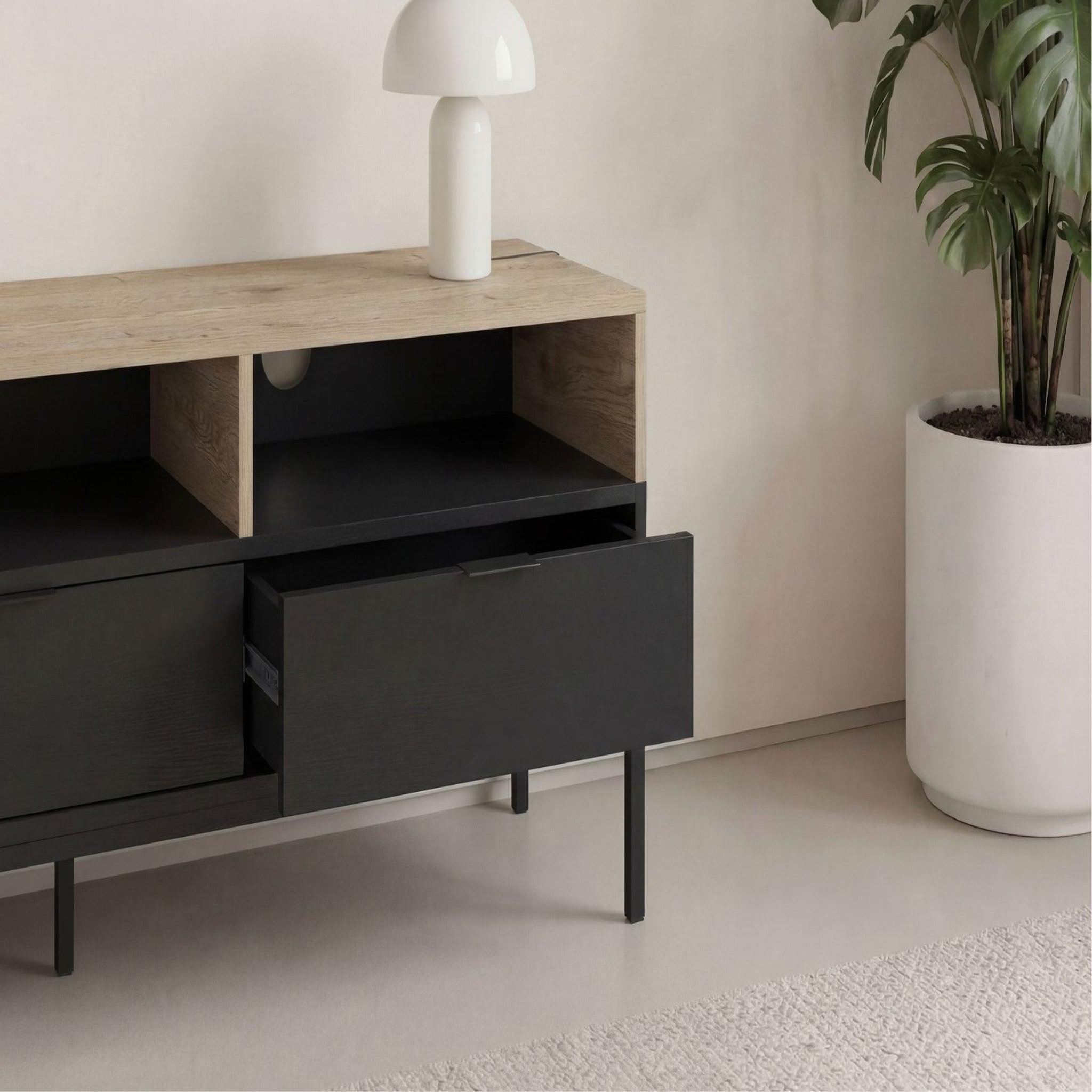 Voir la diapositive 5 : CASANOVA PARIS Eline - meuble tv 180cm en mélamine - noir