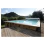 Voir la diapositive 3 : UBBINK Piscine hors sol bois rectangulaire - 350x650x140cm -  Liner Beige- LINEA