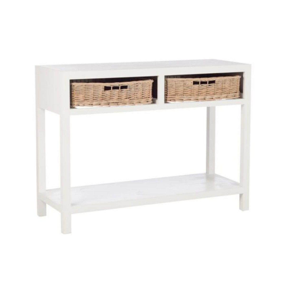 Paris Prix Console en Bois & 2 Paniers  Tonnin  110cm Blanc
