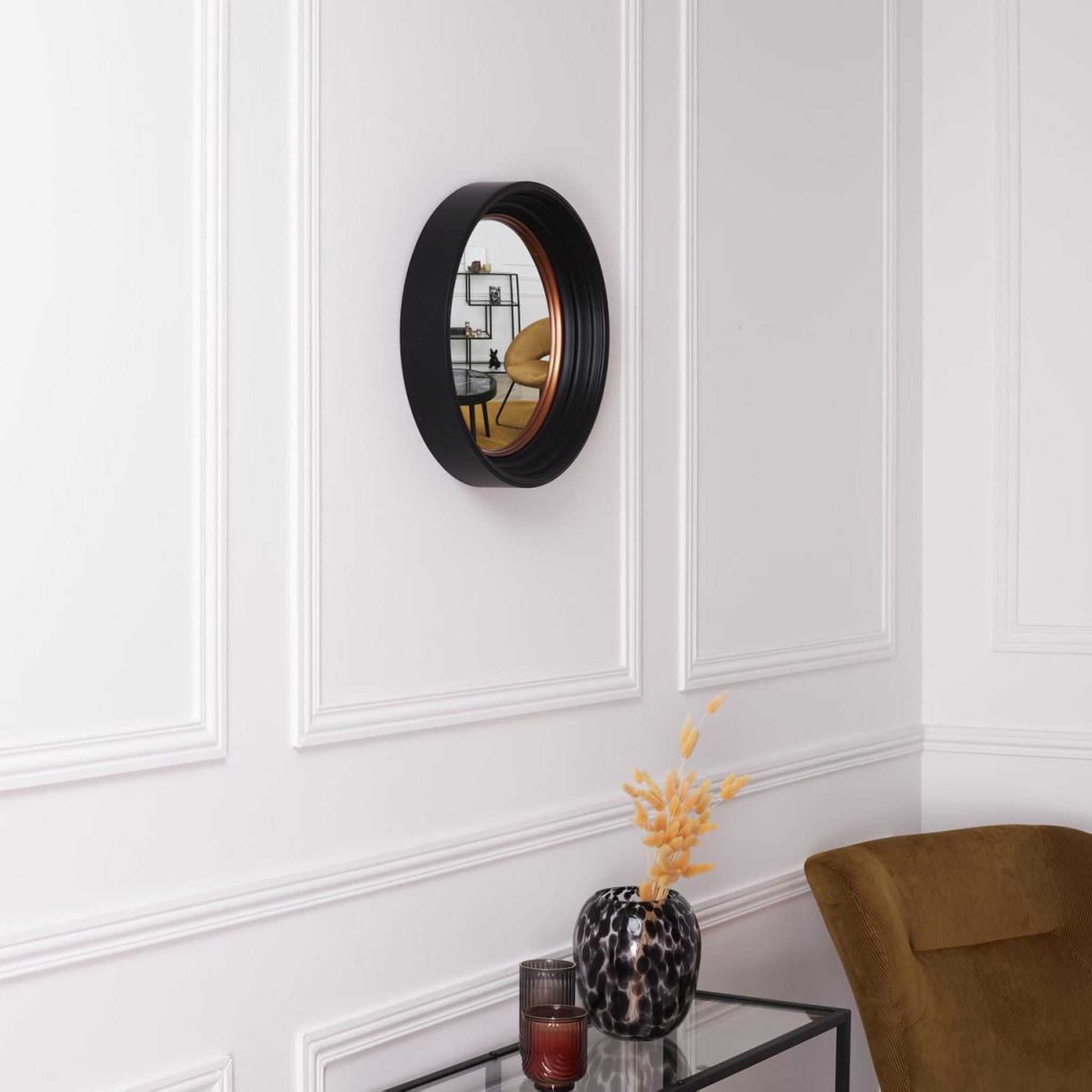 Voir la diapositive 6 : The Home Deco Factory Miroir Déco Rond  Oko  40cm Noir