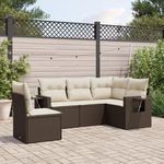 VIDAXL Salon de jardin avec coussins 5 pcs marron resine tressee