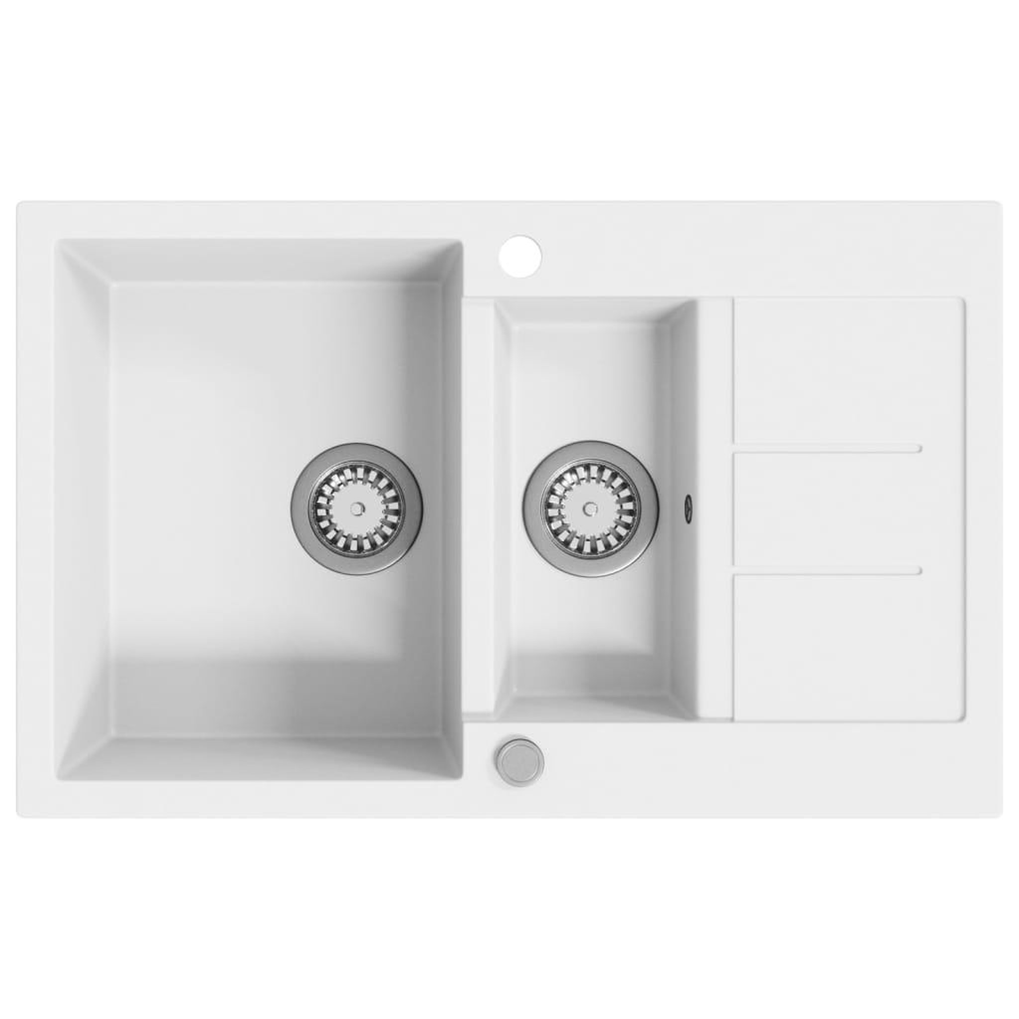 Voir la diapositive 2 : VIDAXL Evier de cuisine Granit Double lavabo Blanc