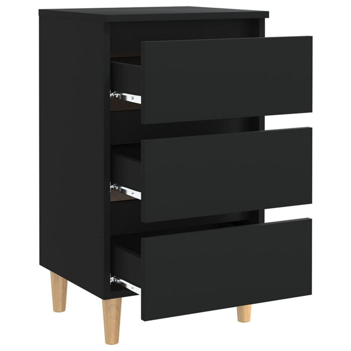 VIDAXL Table de chevet avec pieds en bois noir 40x35x69 cm