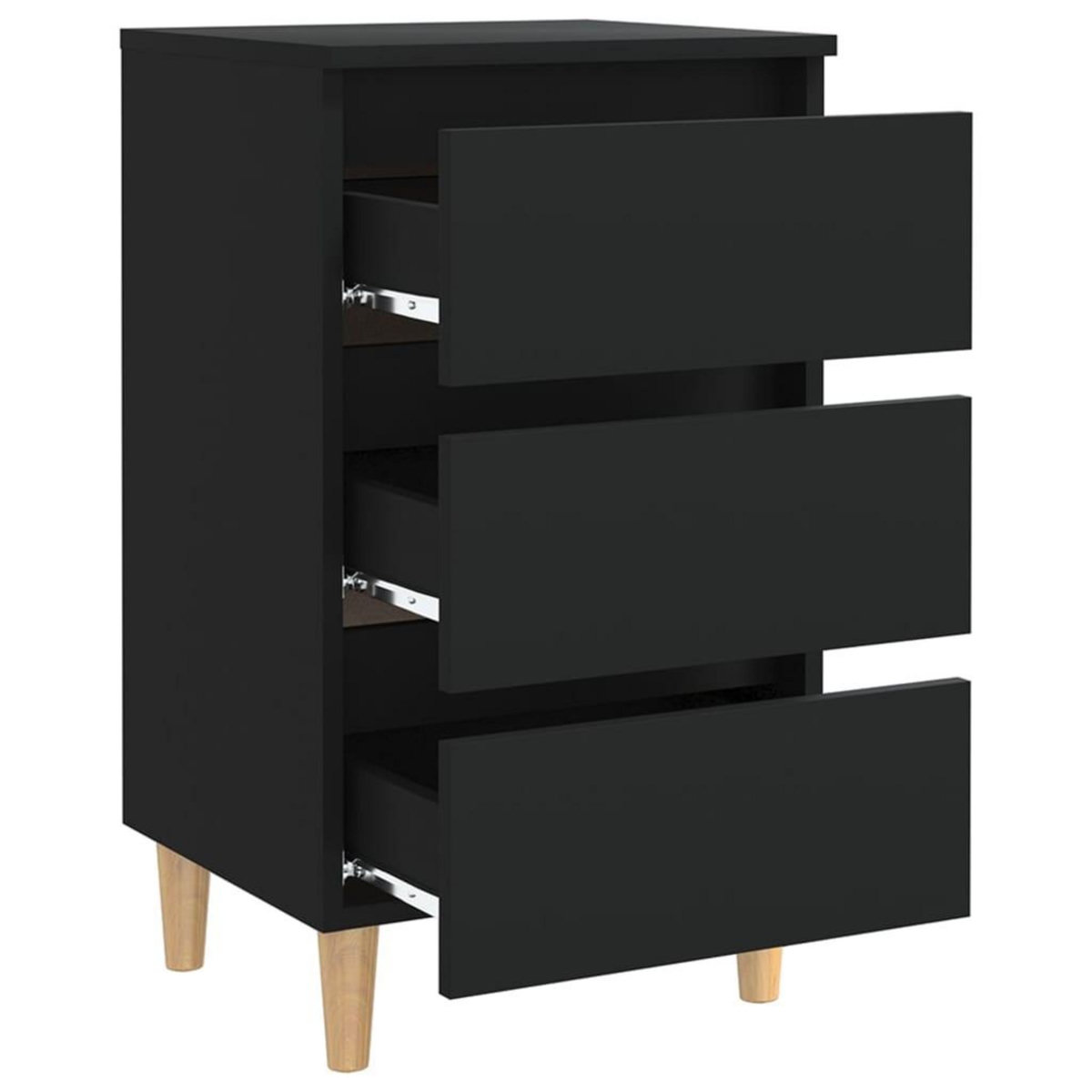 VIDAXL Table de chevet avec pieds en bois noir 40x35x69 cm