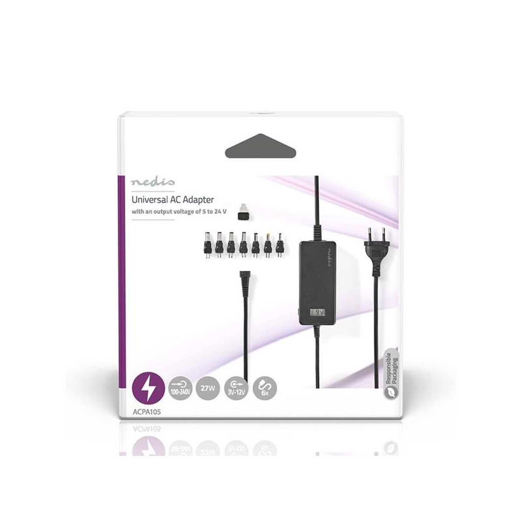 Voir la diapositive 2 : NEDIS Adaptateur secteur universel 36 W | 5 - 24 V DC | 1.80 m | 2.4 A - 3.0 NEDIS - ACPA105