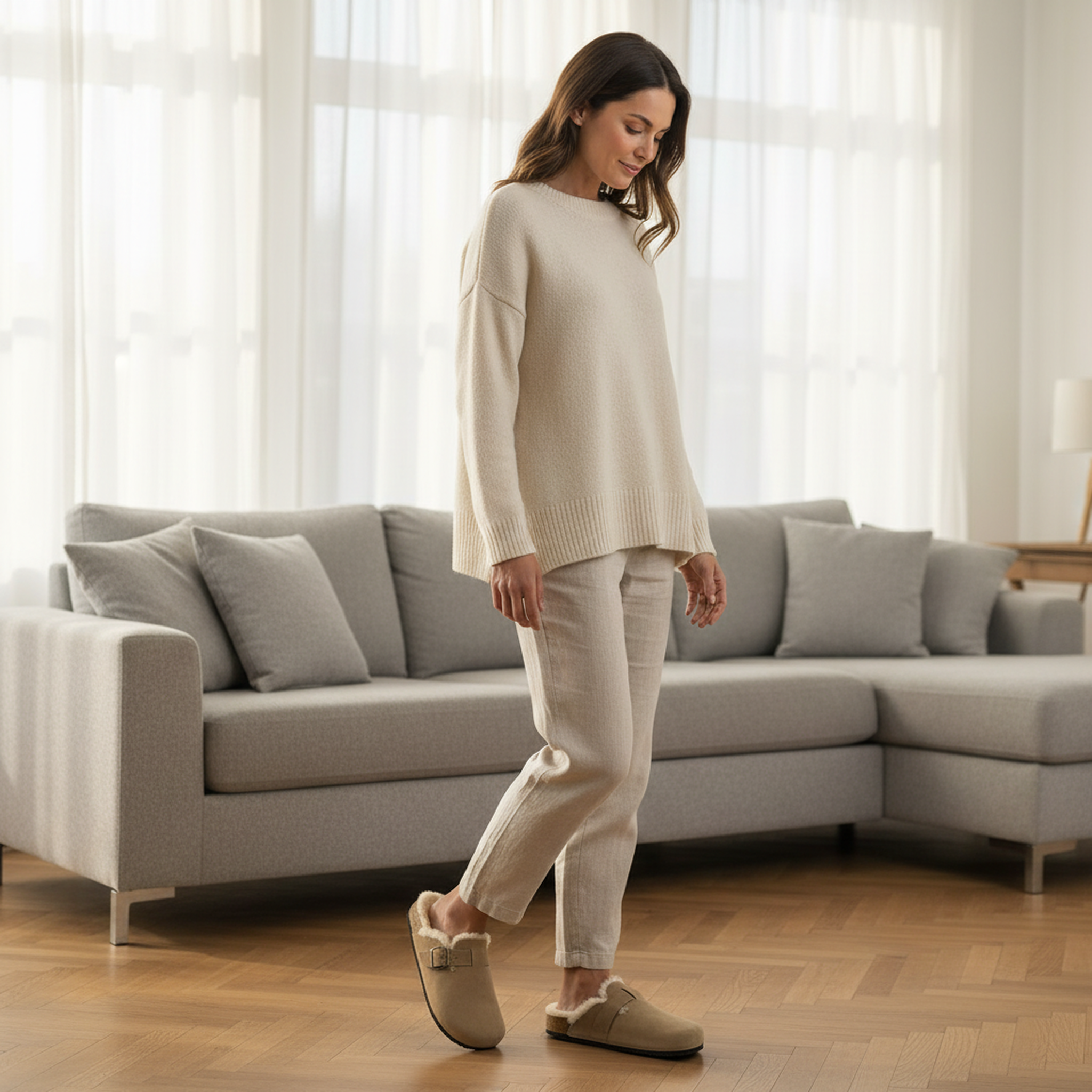 Voir la diapositive 5 : OZABI Ozabi sabots mules femme fourrées suédine boucle ajustable
