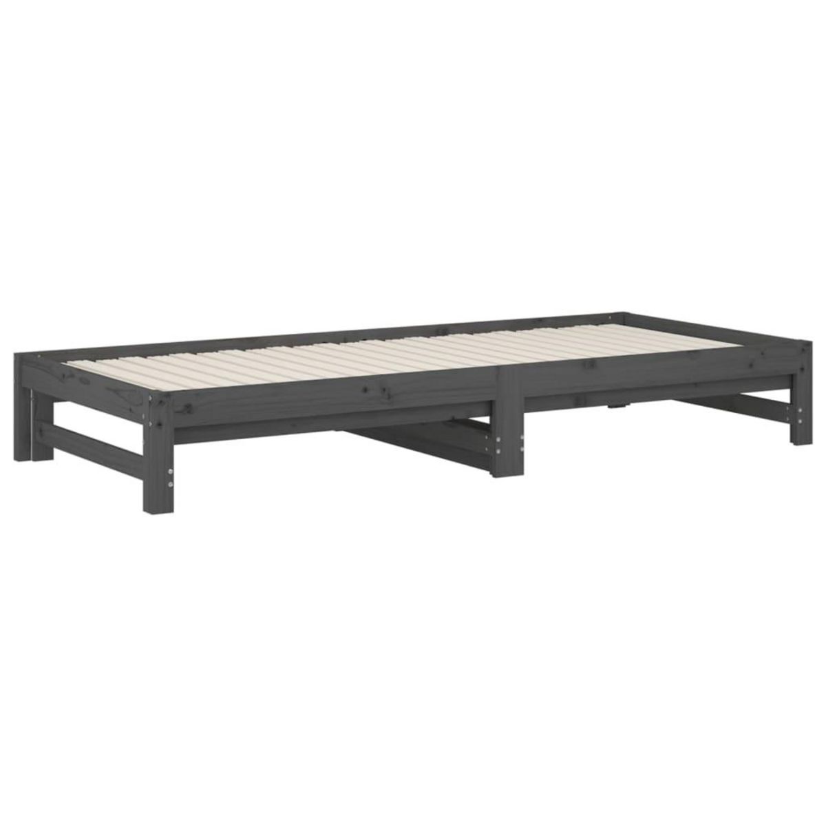 VIDAXL Lit coulissant sans matelas gris 2x(90x200) cm