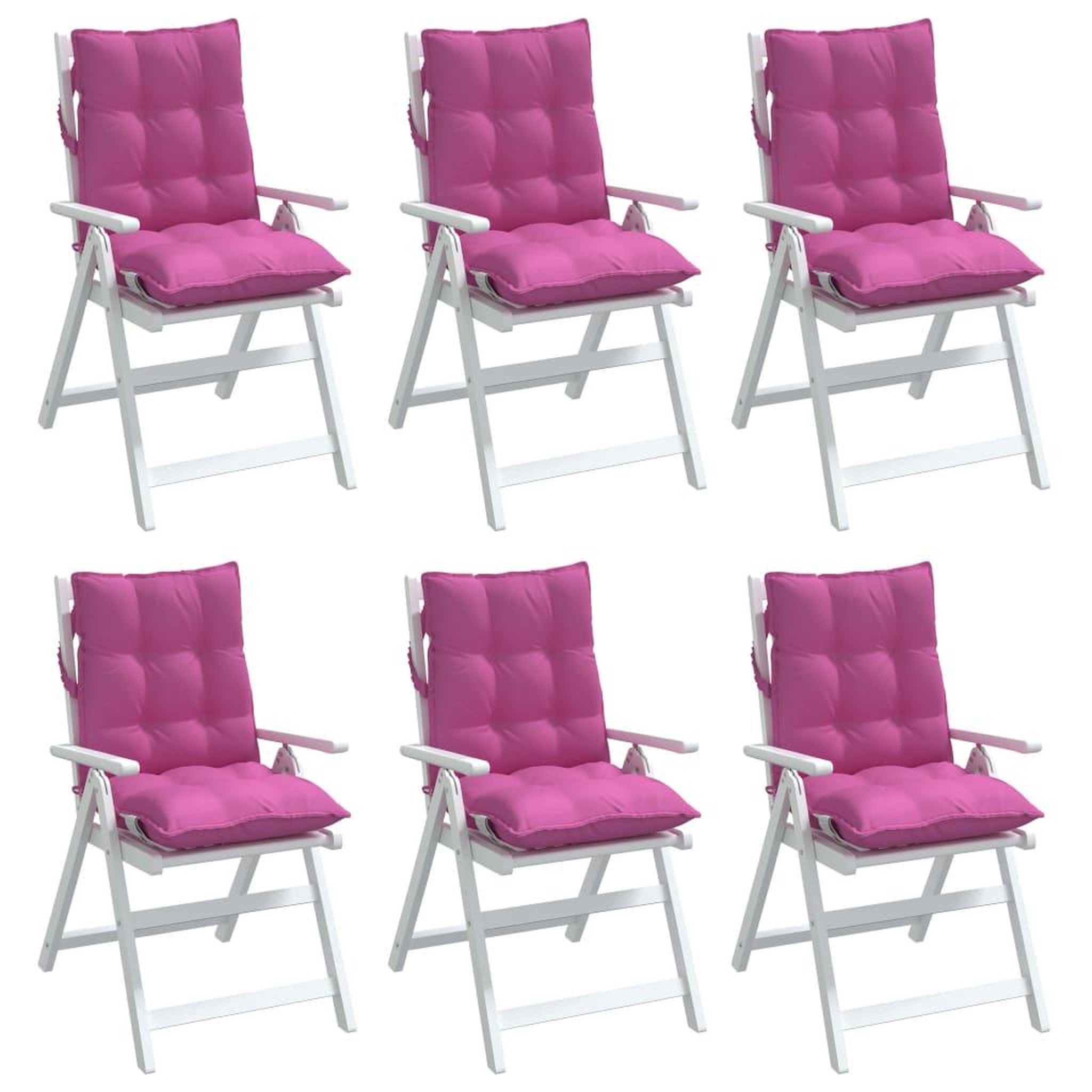 Voir la diapositive 4 : VIDAXL Coussins de chaise a dossier bas lot de 6 rose tissu oxford