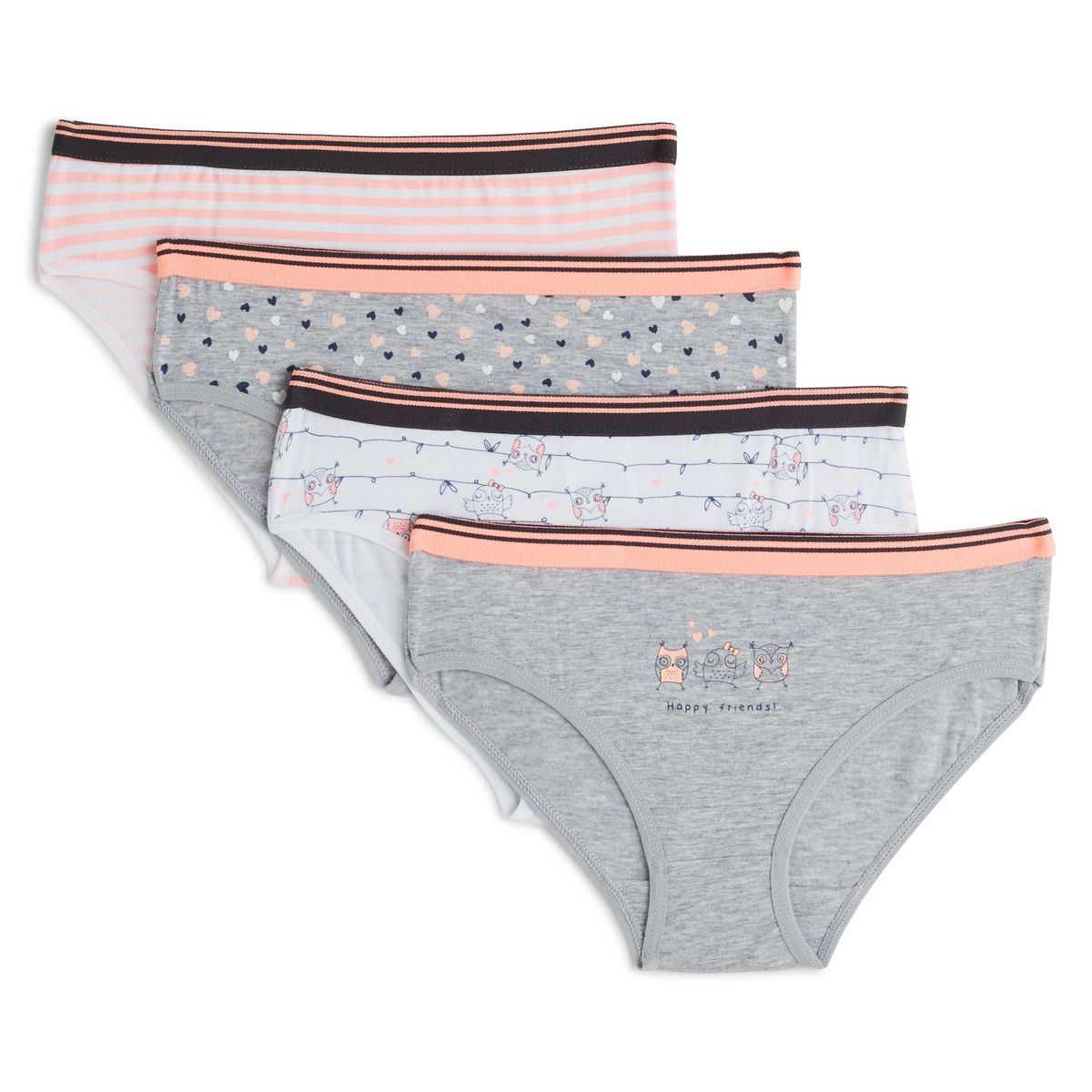 IN EXTENSO Lot de 4 culottes fantaisies fille