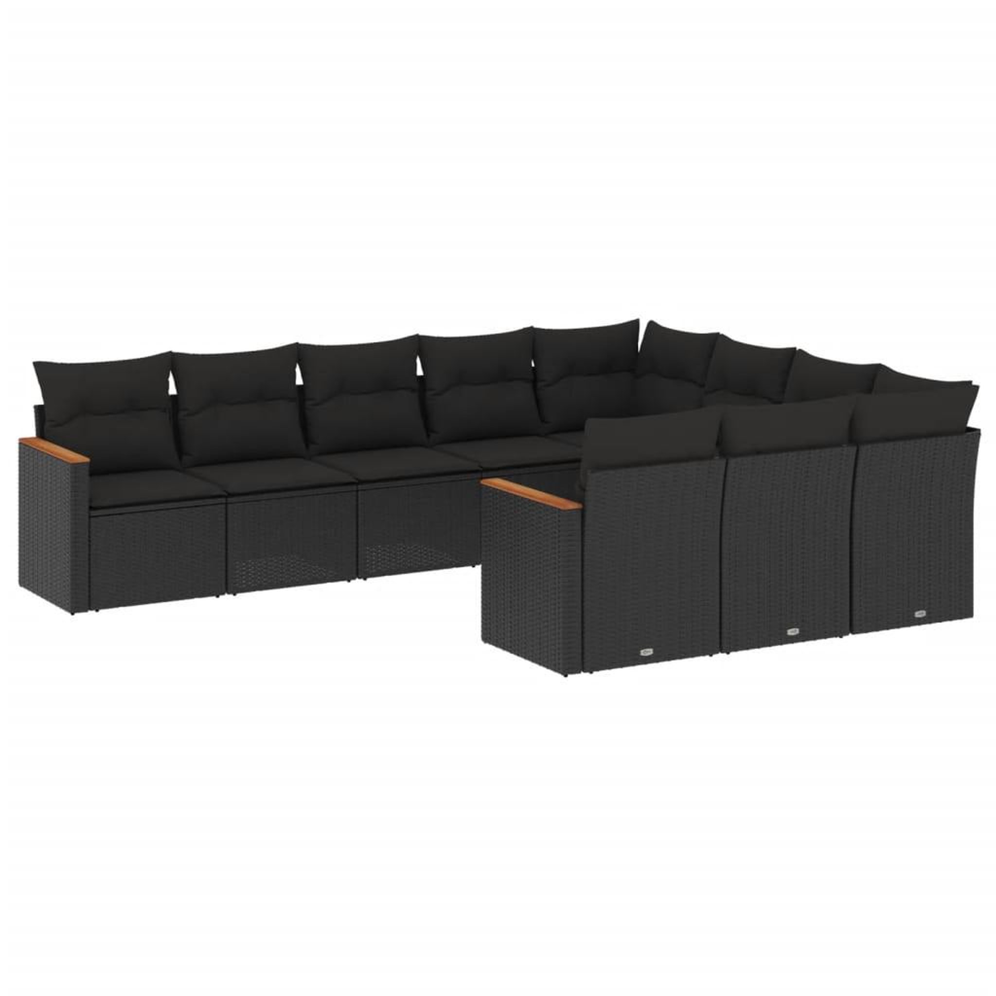 Voir la diapositive 2 : VIDAXL Salon de jardin 10 pcs avec coussins noir resine tressee