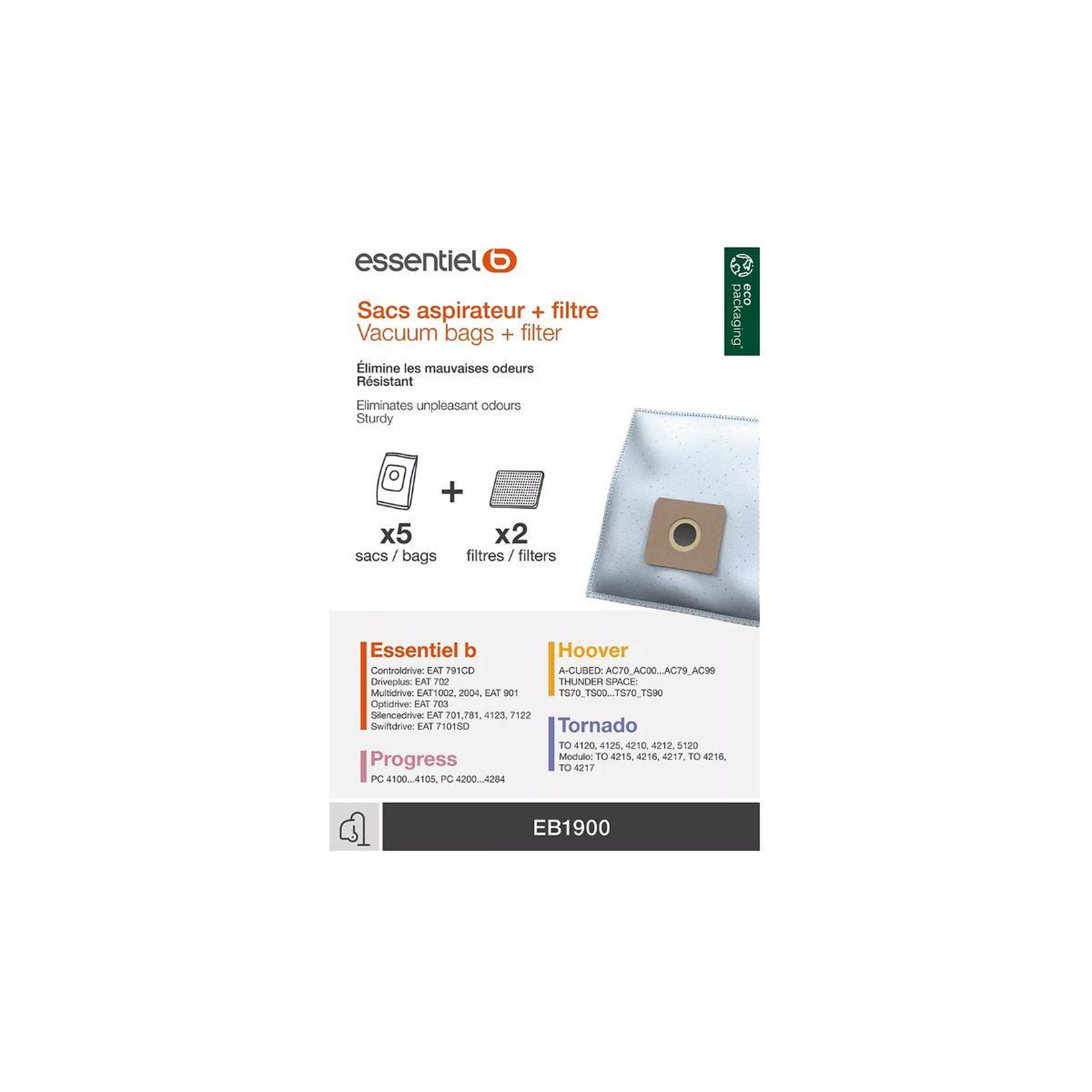 Voir la diapositive 3 : ESSENTIEL B Sac aspirateur eb1900