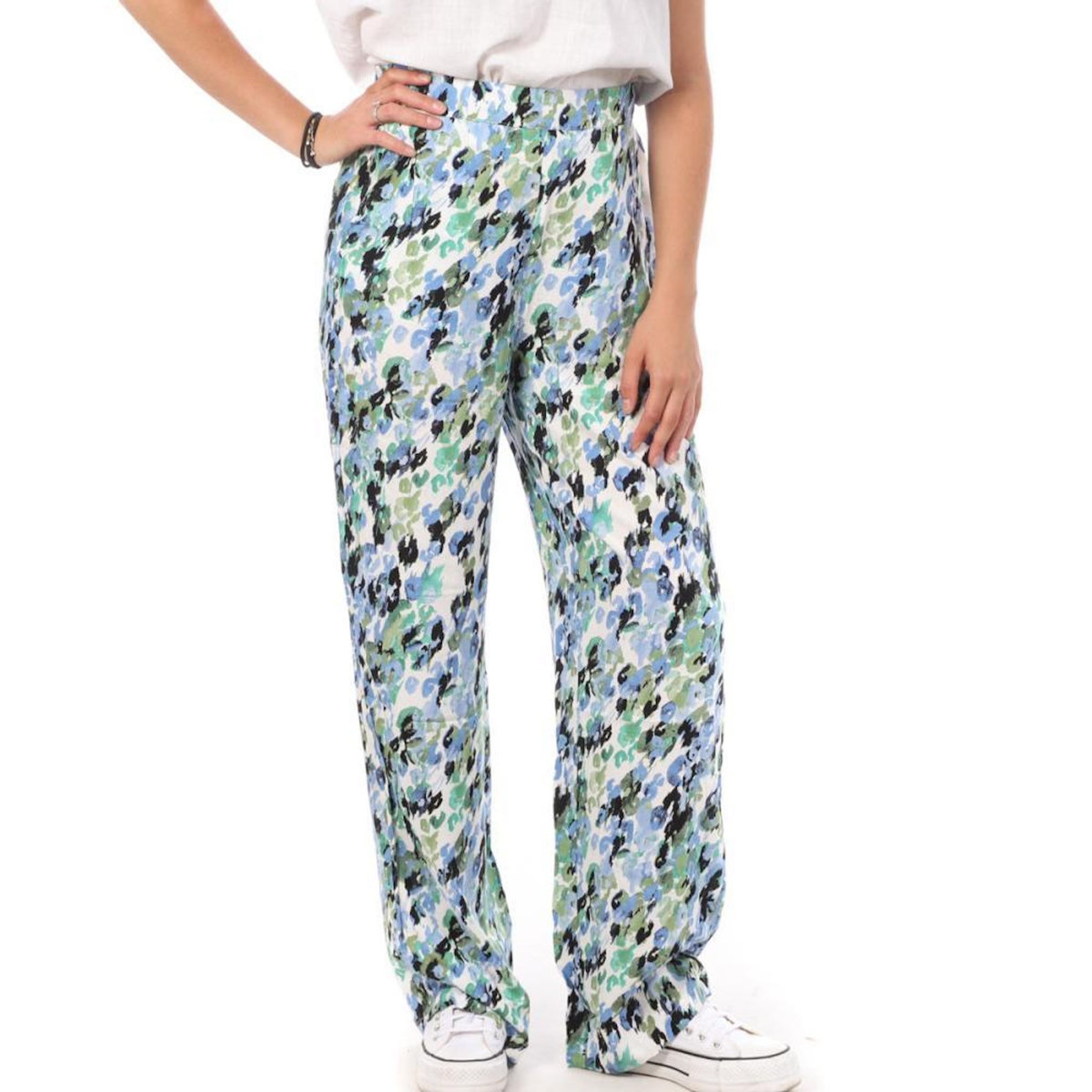 Vero Moda Pantalons Ample Vert/Bleu Femme Vero Moda Wide