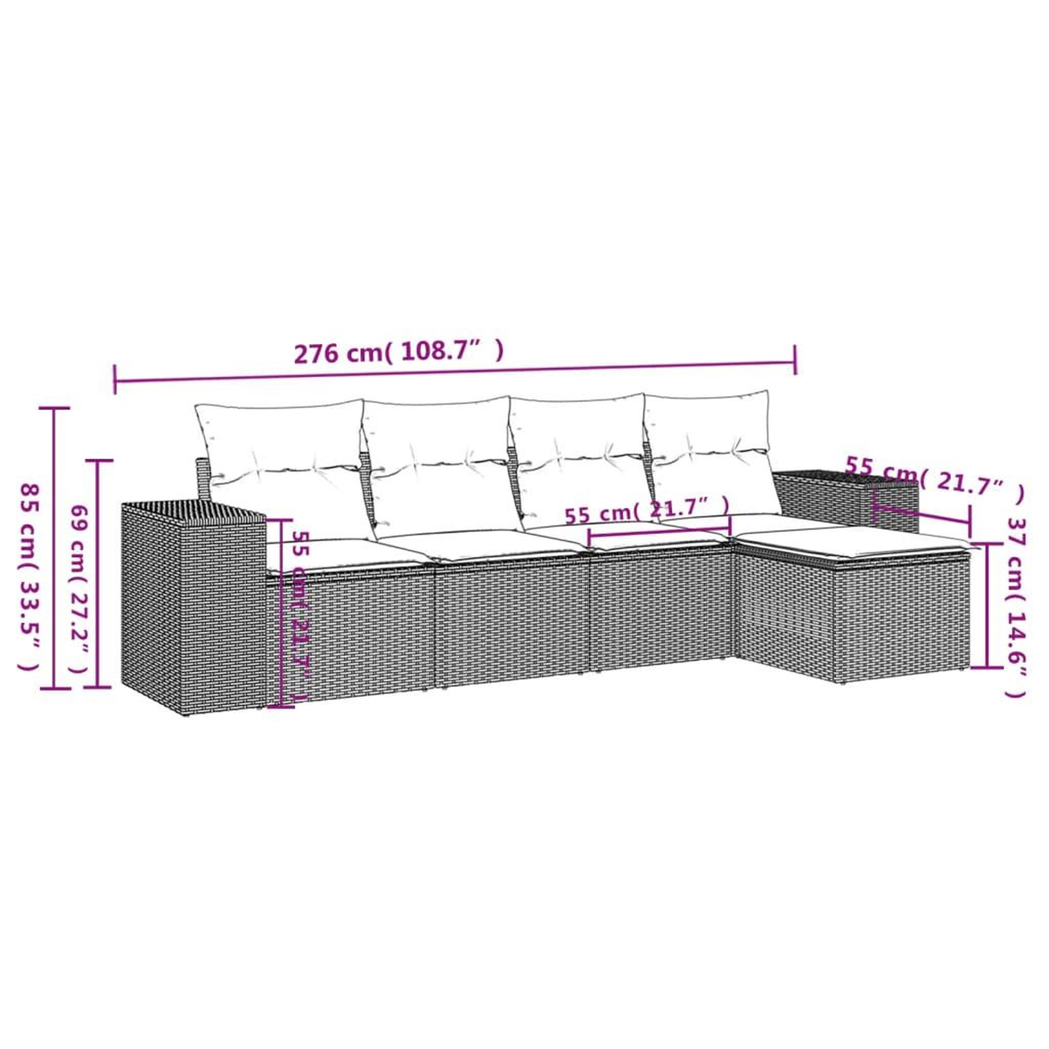 Voir la diapositive 3 : VIDAXL Salon de jardin avec coussins 5 pcs beige resine tressee