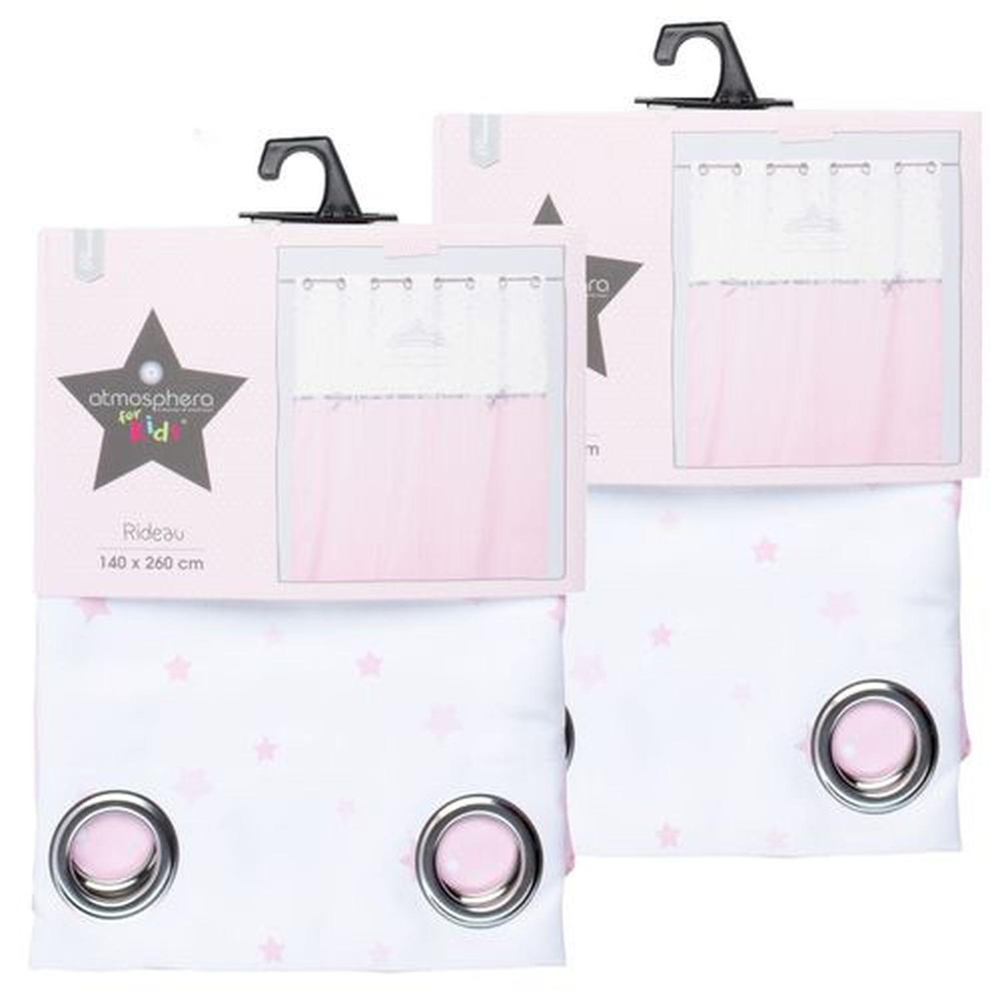 TOILINUX Lot de 2 Rideaux Princesse pour enfant - 140 x 260 cm - Rose