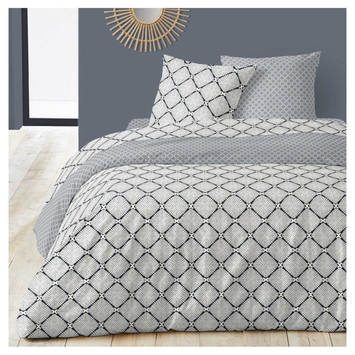 Parure de drap en satin coton 70 fils motifs géométriques PASHMINA