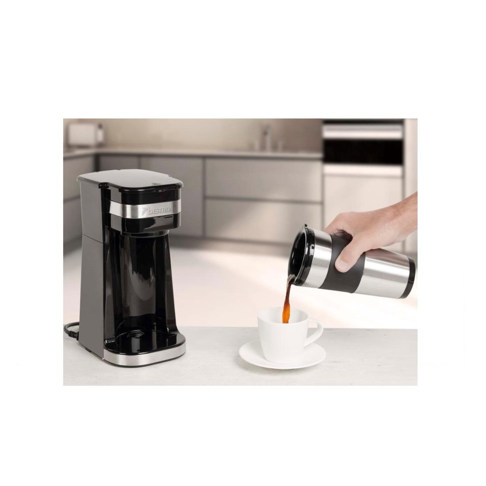 Voir la diapositive 2 : Bestron Cafetière isotherme 2 tasses 750w - ACM112Z