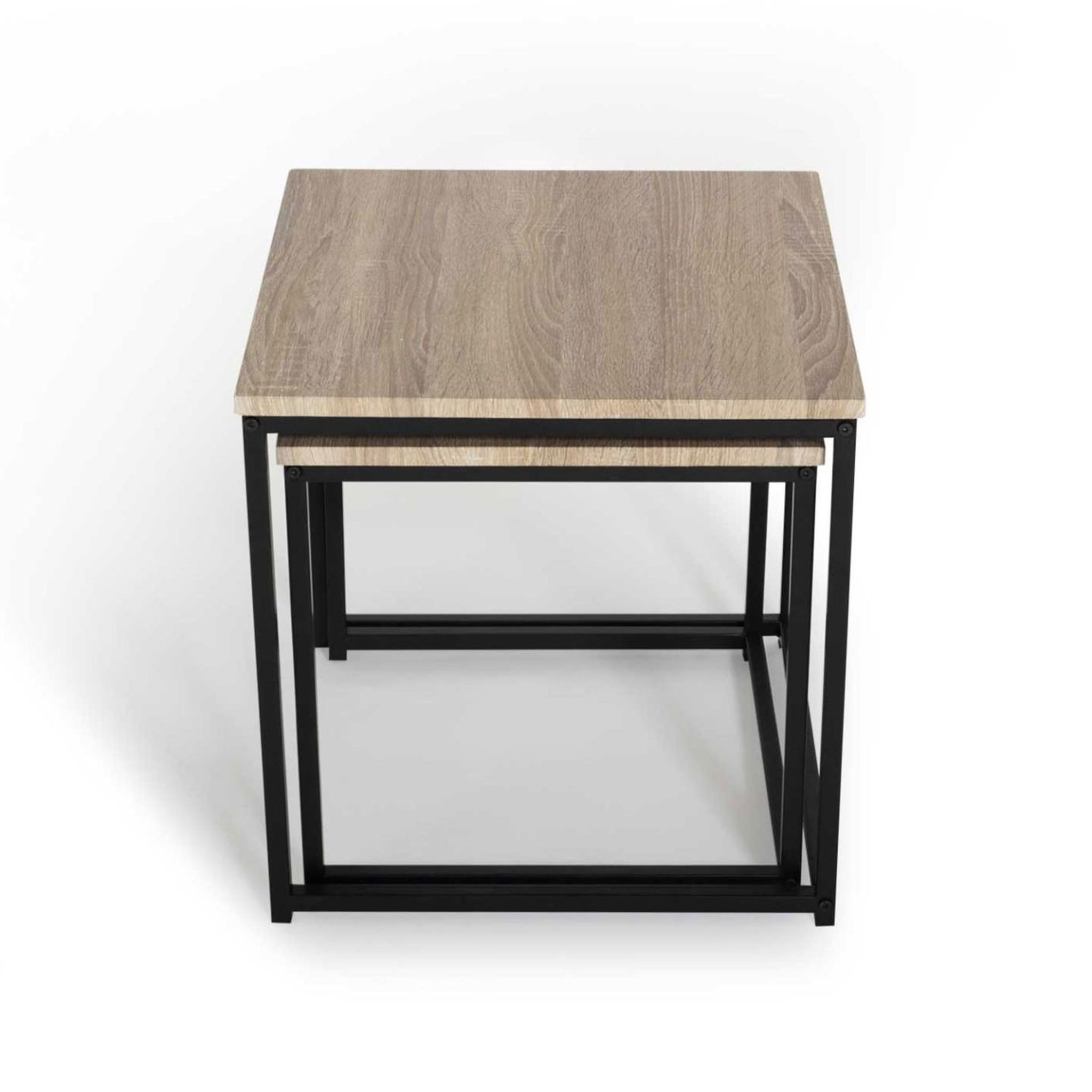 Voir la diapositive 4 : ID MARKET Lot de 2 tables basses gigognes detroit 40/45 design industriel