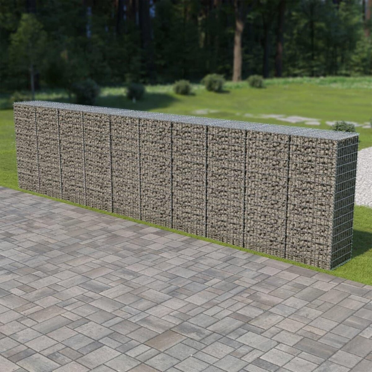 VIDAXL Mur a gabion avec couvercles Acier galvanise 600 x 50 x 150 cm