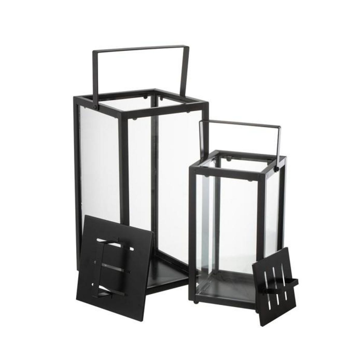 Paris Prix Lot de 2 Lanternes en Verre  Alo  43cm Noir